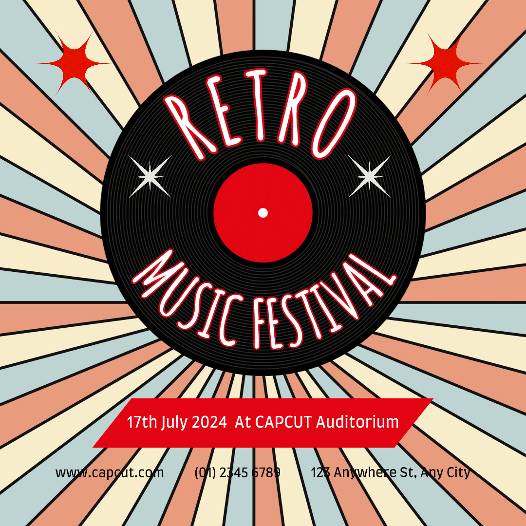 엔터테인먼트 뮤직 페스티벌 인스타그램 포스트 레트로 스타일