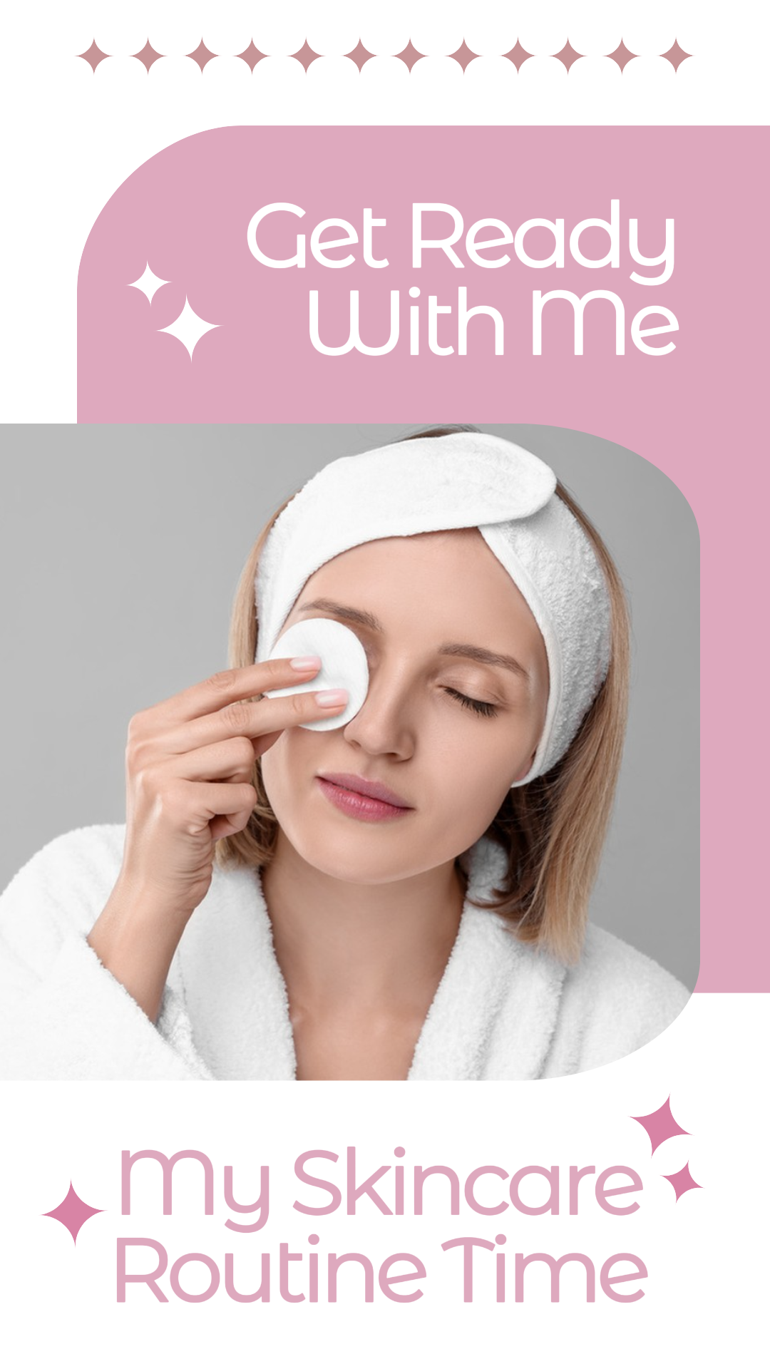 TikTok Thumbnail Beauty and Care Skincare Routine Time Vlog Pink White Theme