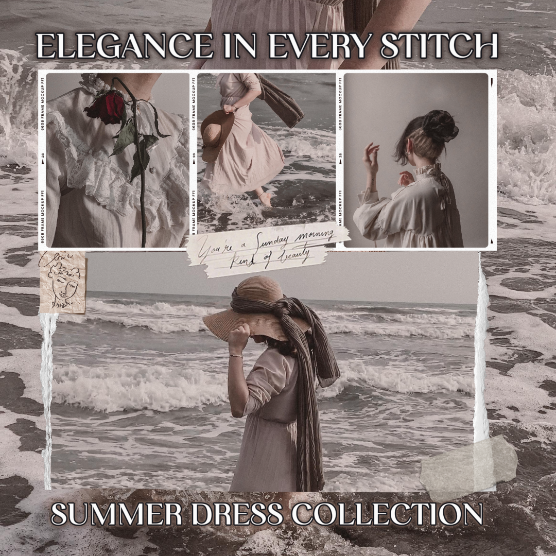 Minimalist Collage Marketing Poster Fashion Summer Dress Collection Instagram Post White & Grey