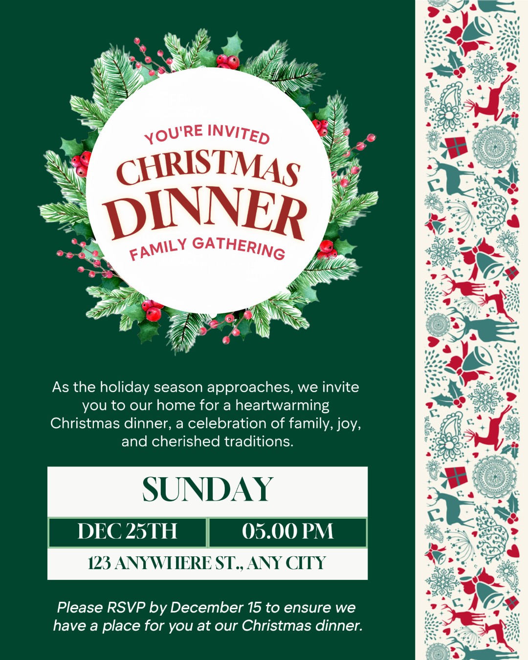 Jantar de Natal Convite Retrato Instagram