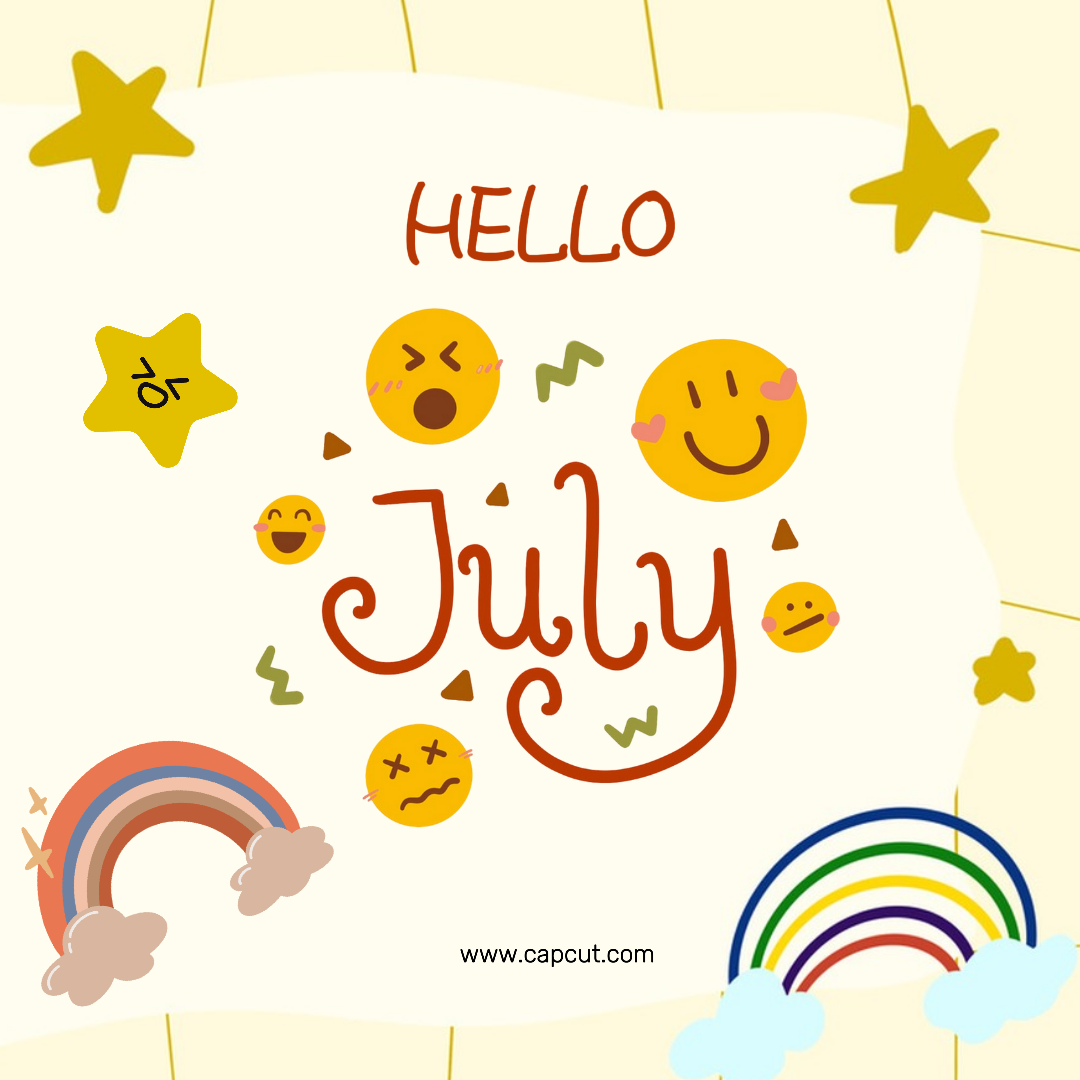 Olá Julho Creative Poster Intagram Post Blue