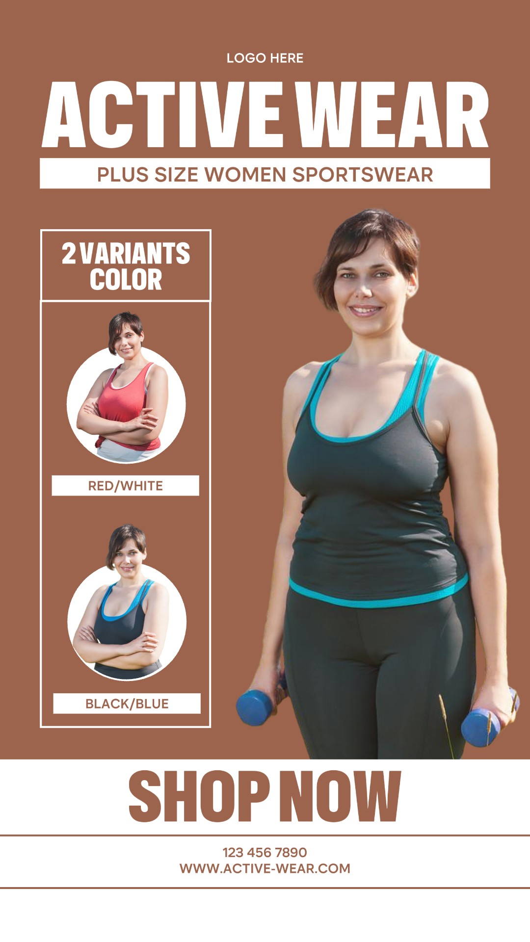 Plus Size Mulheres Roupa Ativa Instagram Story Post