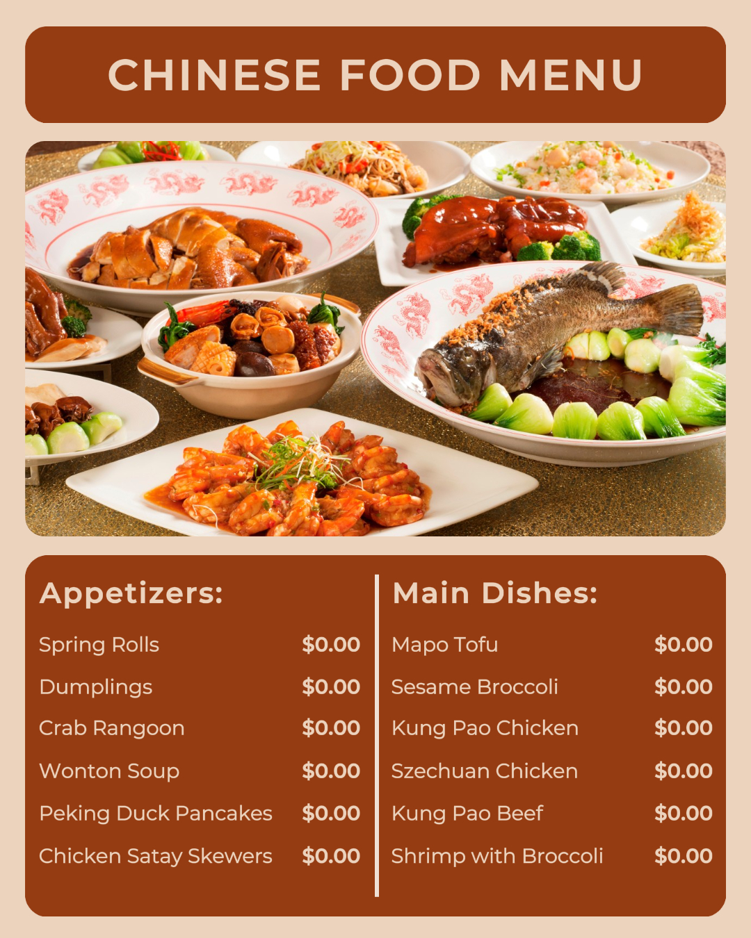 Instagram-Post über chinesische Speisekarten