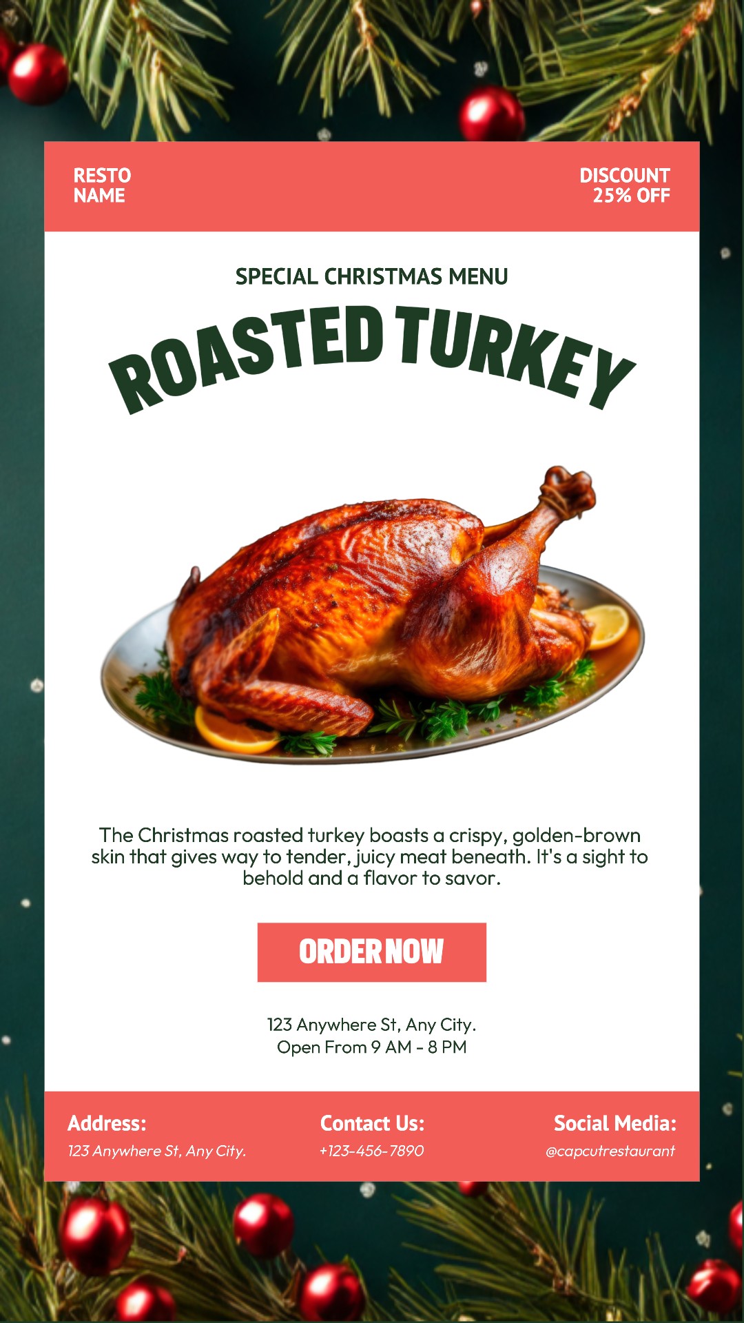 Christmas Food Menu Promotion Instagram Story