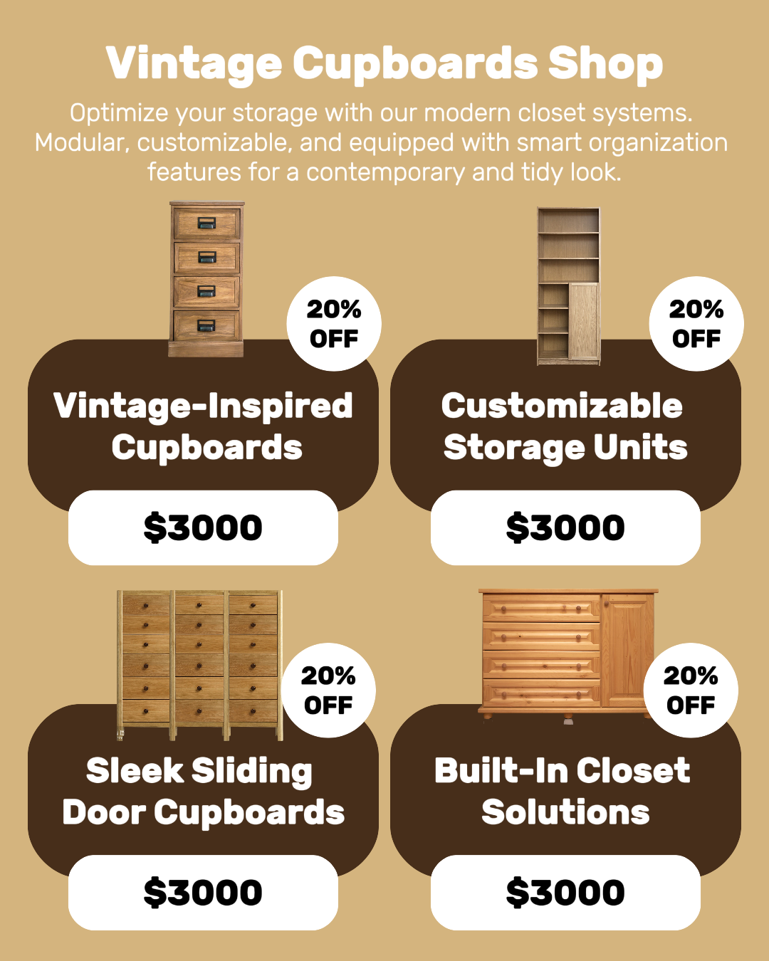 가정용 빈티지 찬장 상점 디스플레이