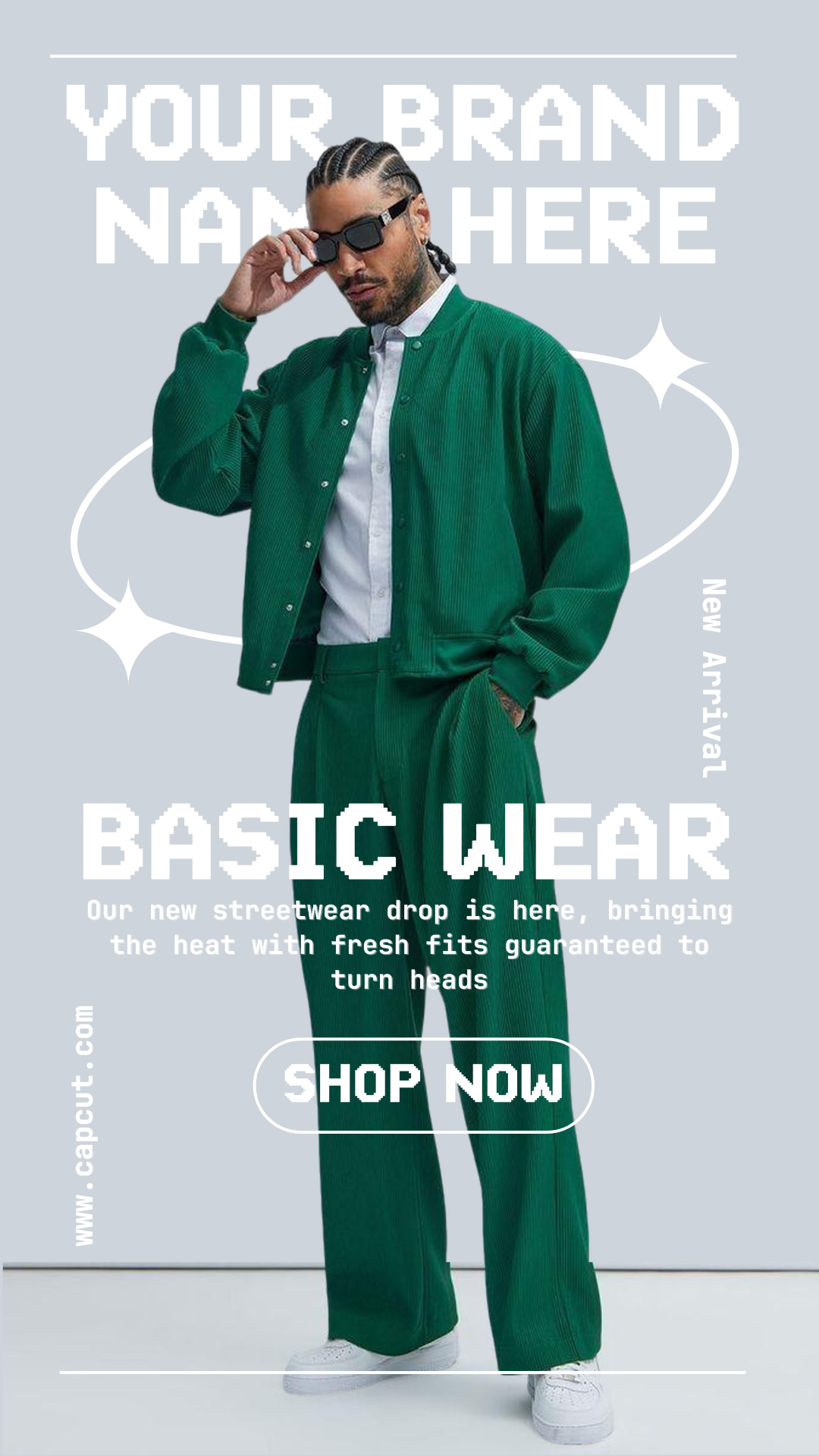 Affiche de marketing de vêtements instagram story streetwear vert gris