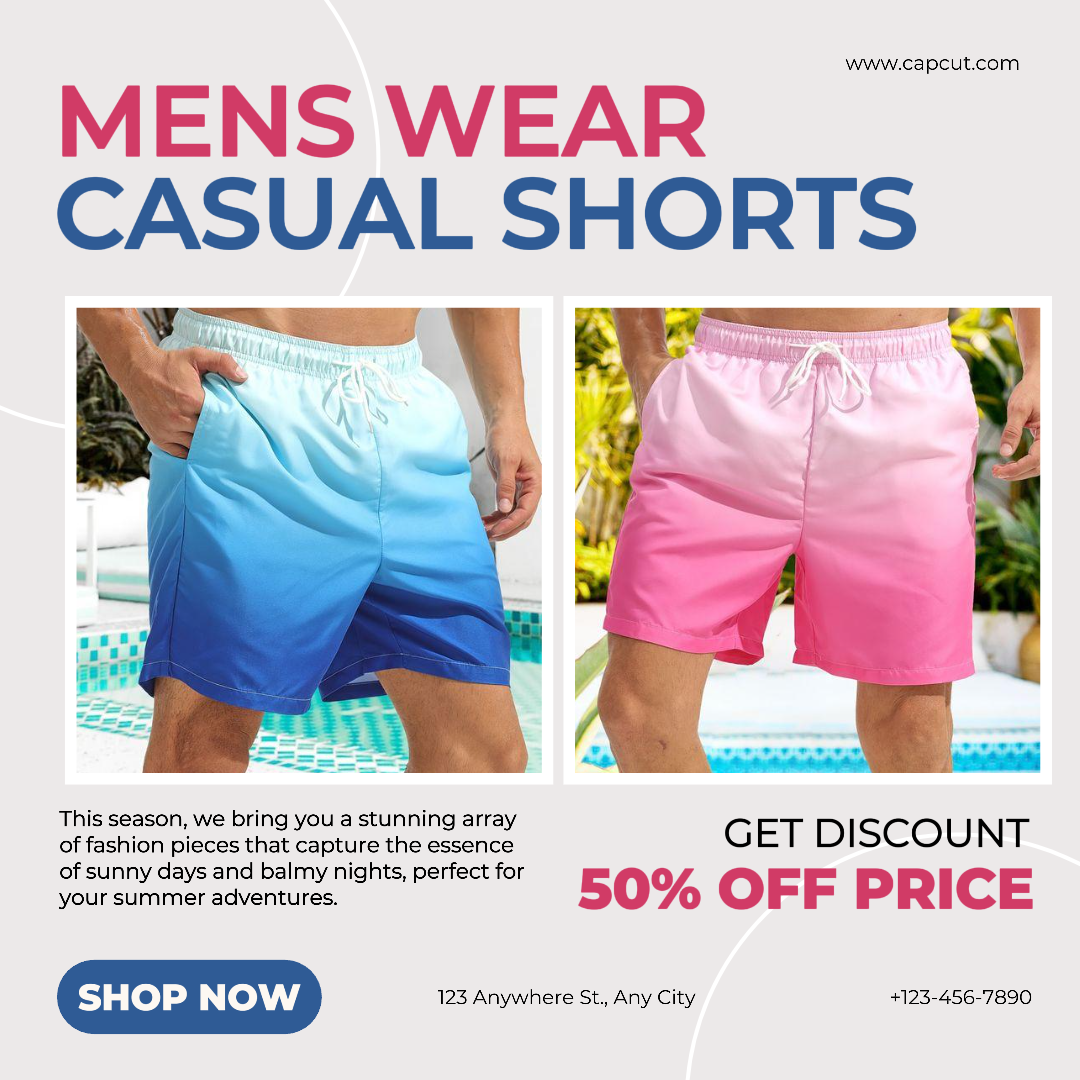 Affiche de marketing de vêtements instagram post maillot de bain pour hommes