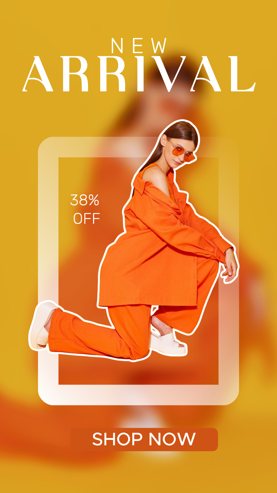 Clothing and shoes marketing poster instagram orange