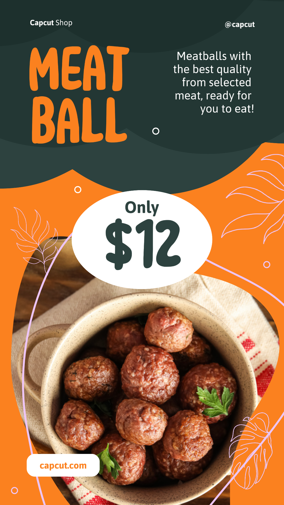Meatball Product Display Leaves Instagram Story 