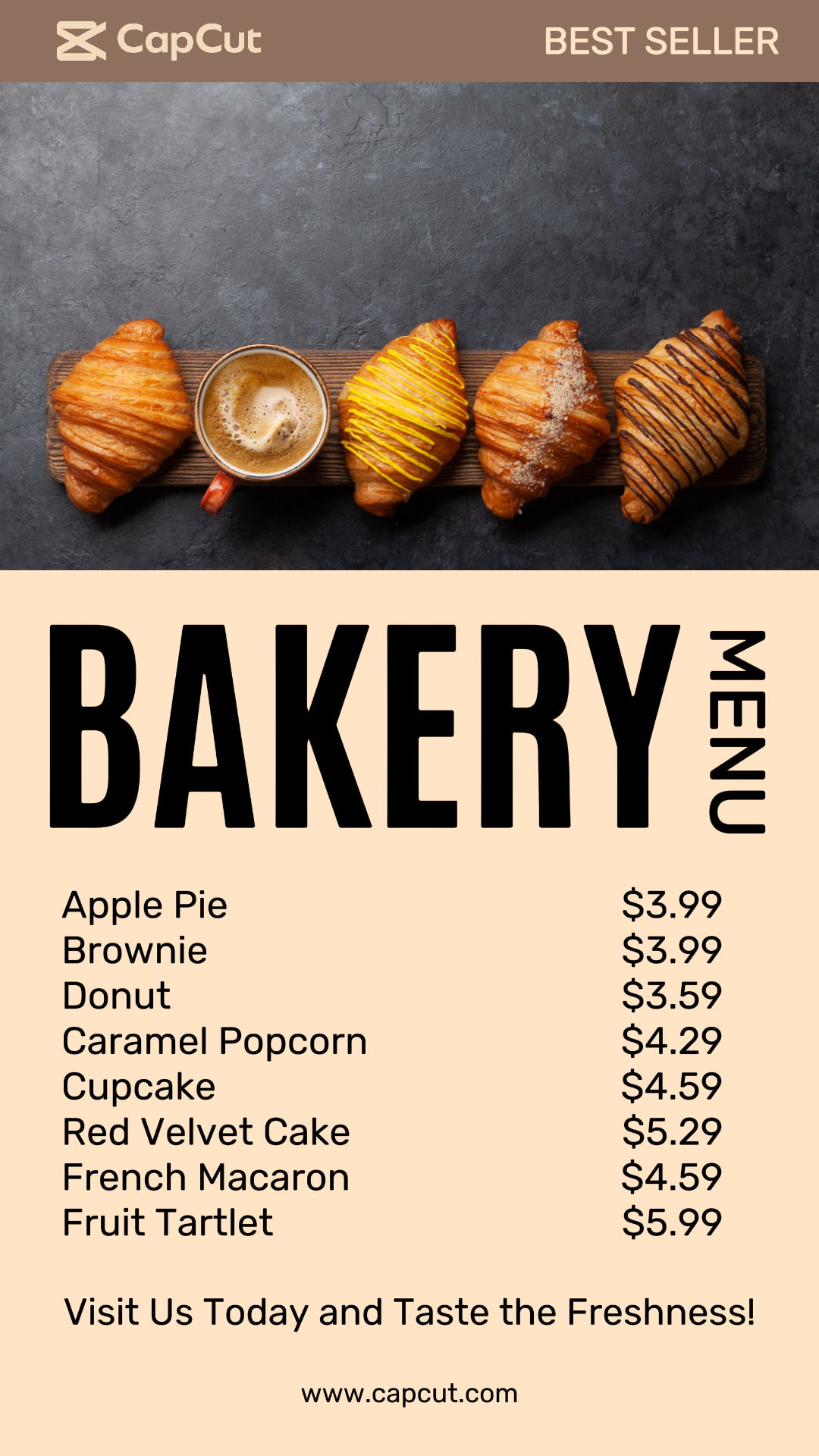 Poster Pemasaran Makanan & Minuman Roti Menu Instagram Story Brown