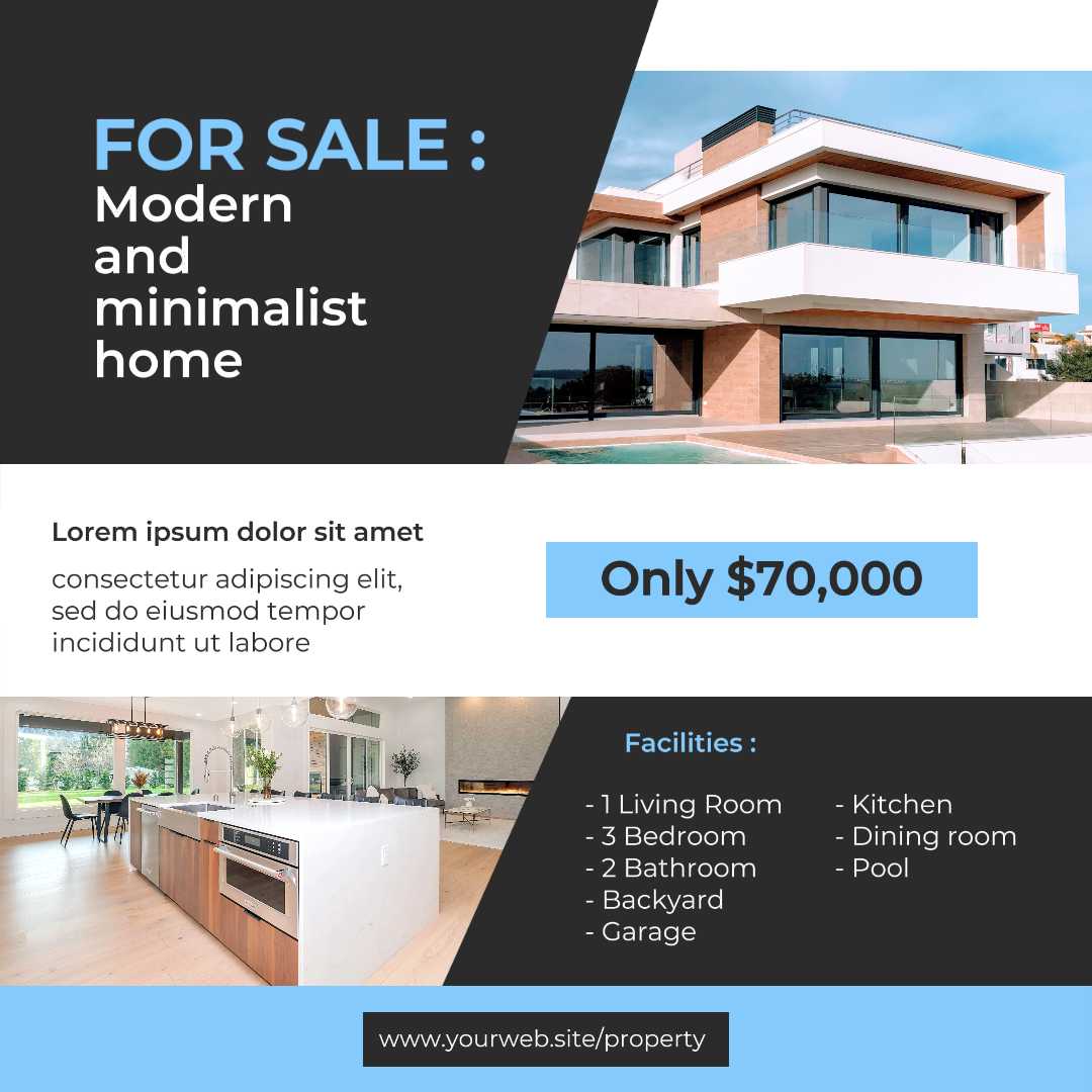 Publicación de instagram de la industria de la propiedad de la casa minimalista