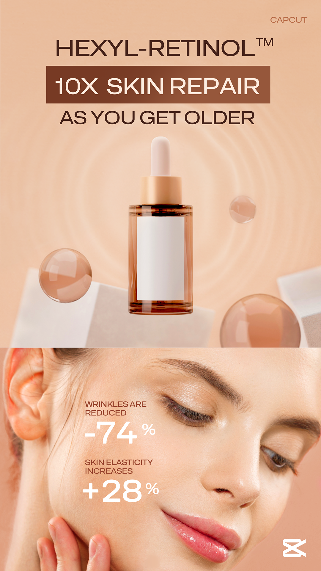 Affiche marketing des soins de beauté Réparation de la peau au rétinol