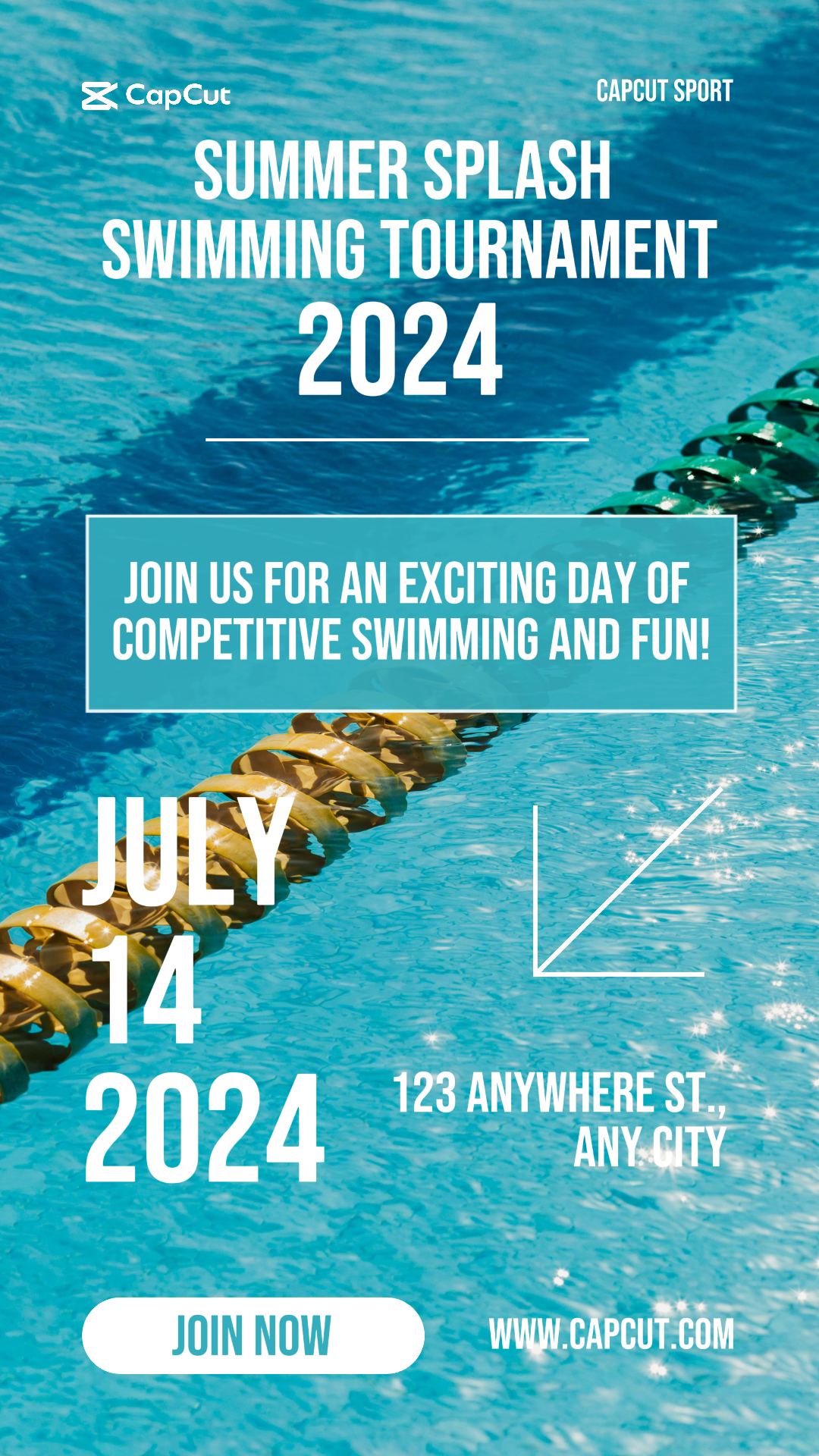 Sport und Match Marketing Poster Schwimmen Instagram Story blau