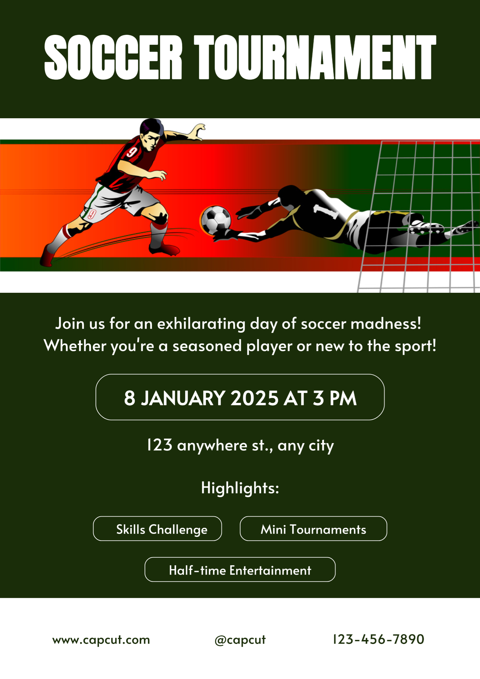 Cartel de actividad de torneo deportivo sin marketing