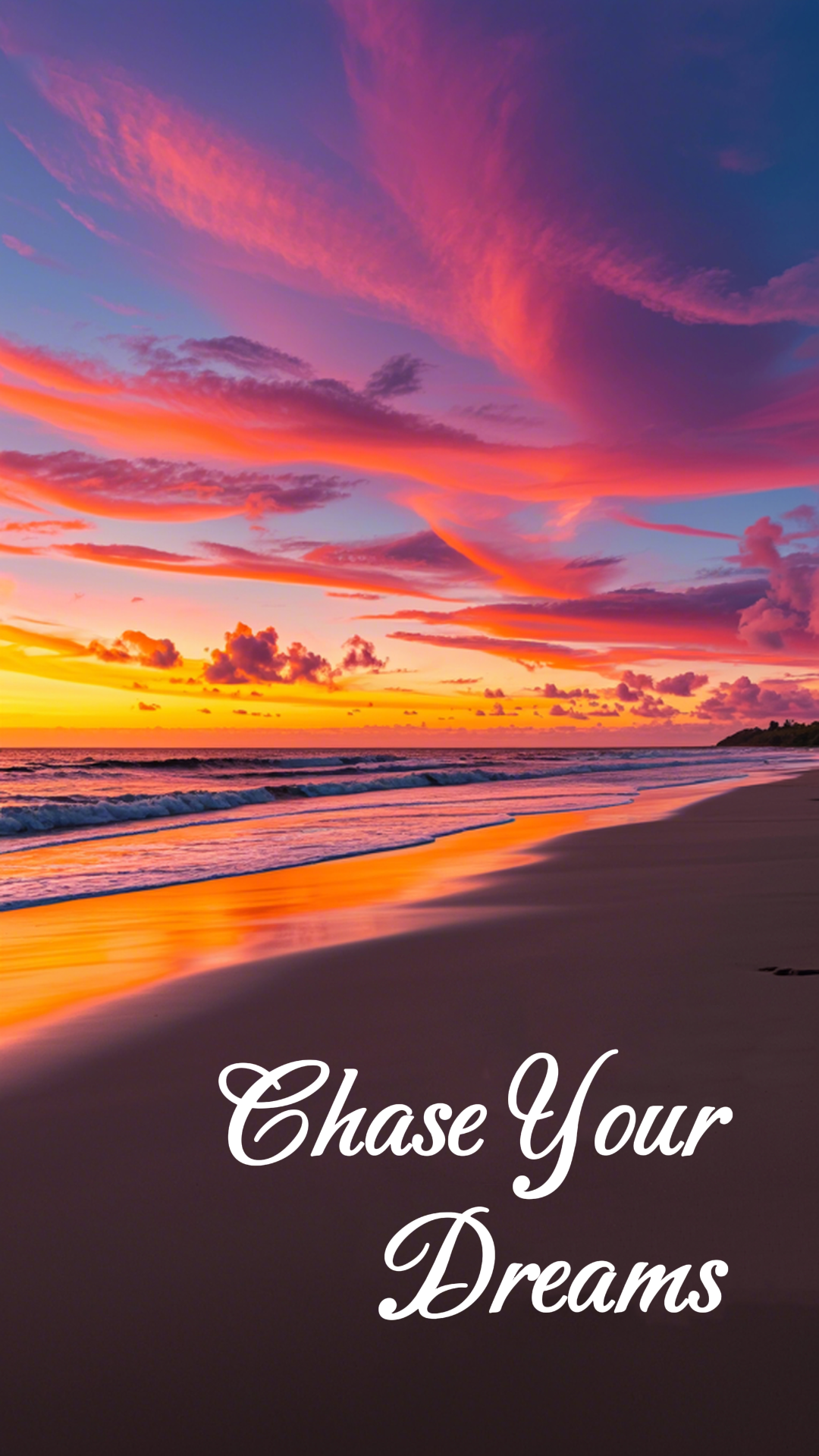 Wallpaper Creative Poster Beach Sunset with Inspirational Message