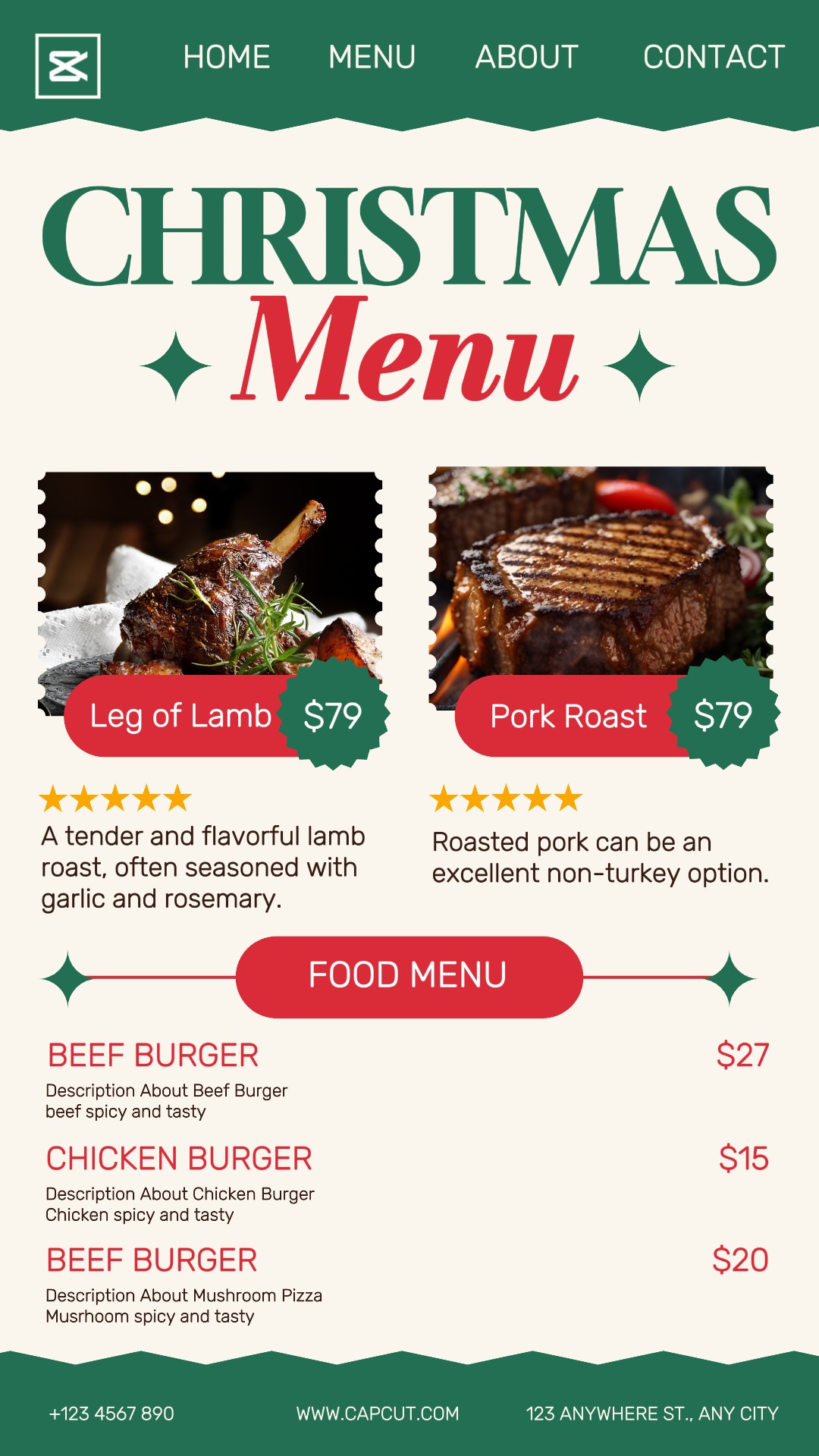 História do Instagram do Menu de Natal