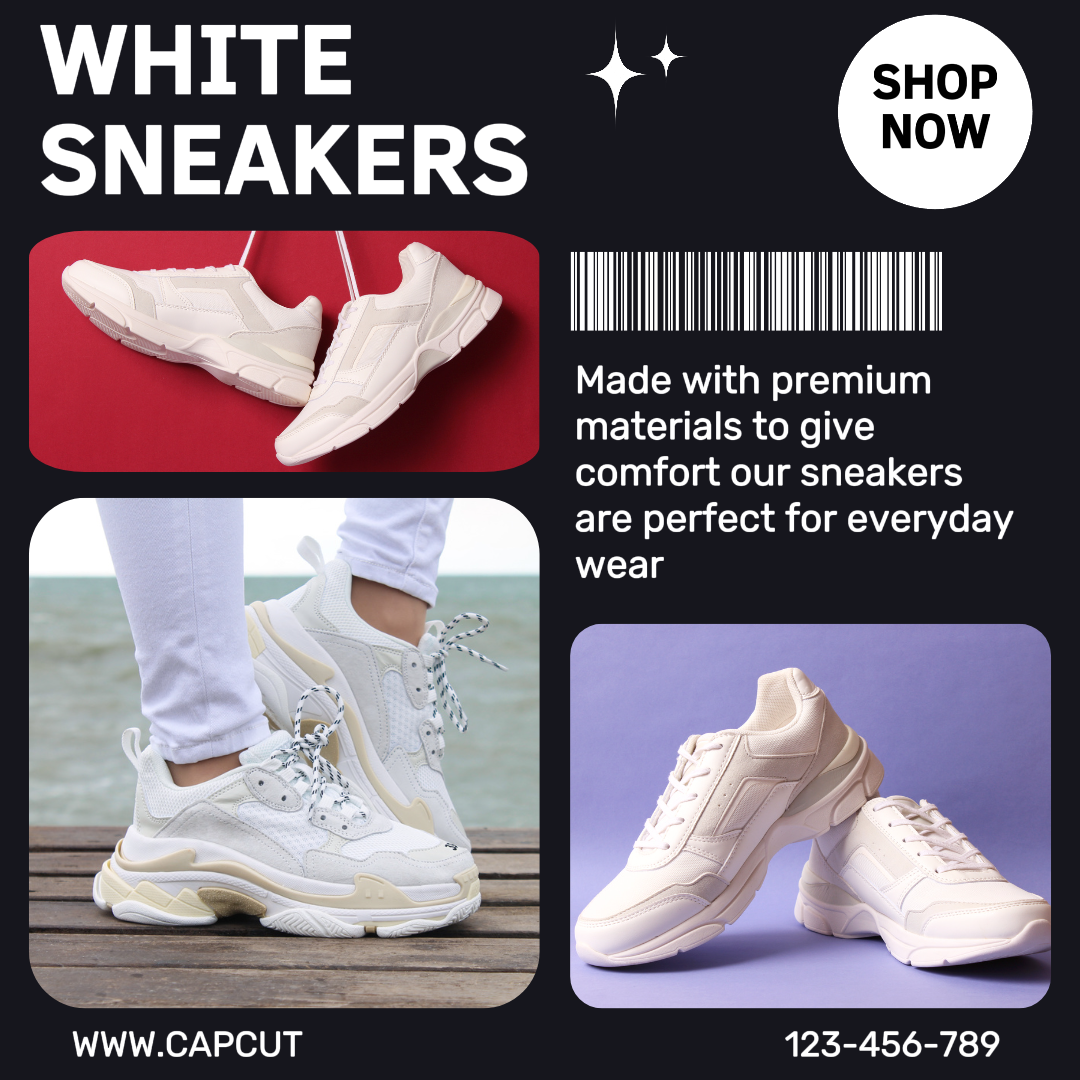 PRODUCT DISPLAY WHITE SNEAKERS INSTAGRAM POST