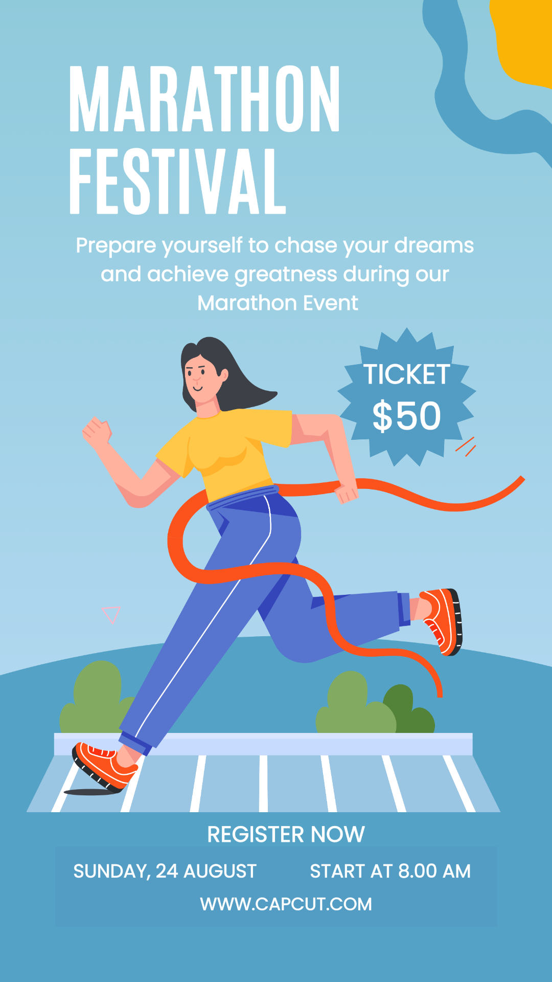 Sport und Match Leichtathletik Event Run Creative Poster Instagram Story Gelb und Blau Einfach