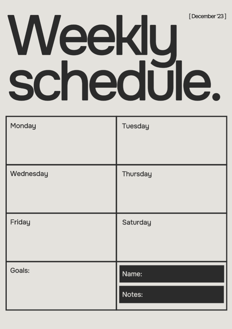 Non-marketing Planner & Schedule Minimalist