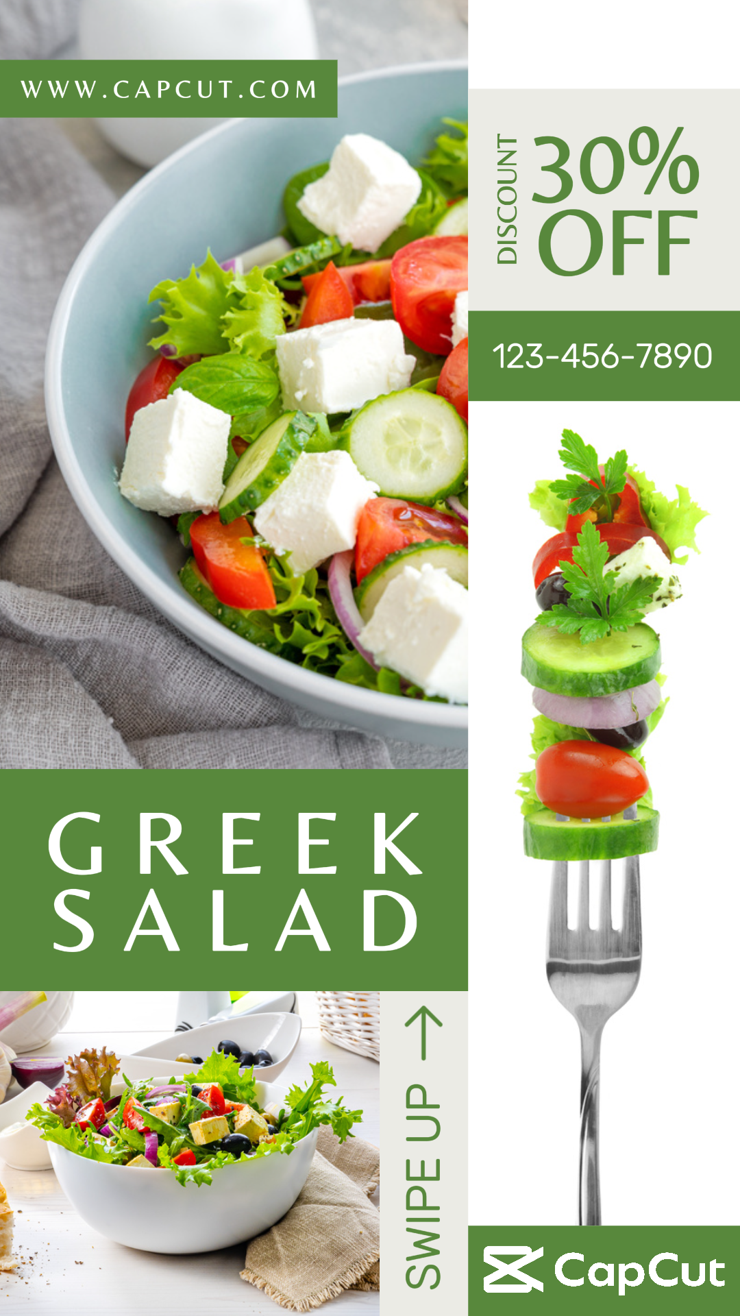 Greek salad food promotion social media story