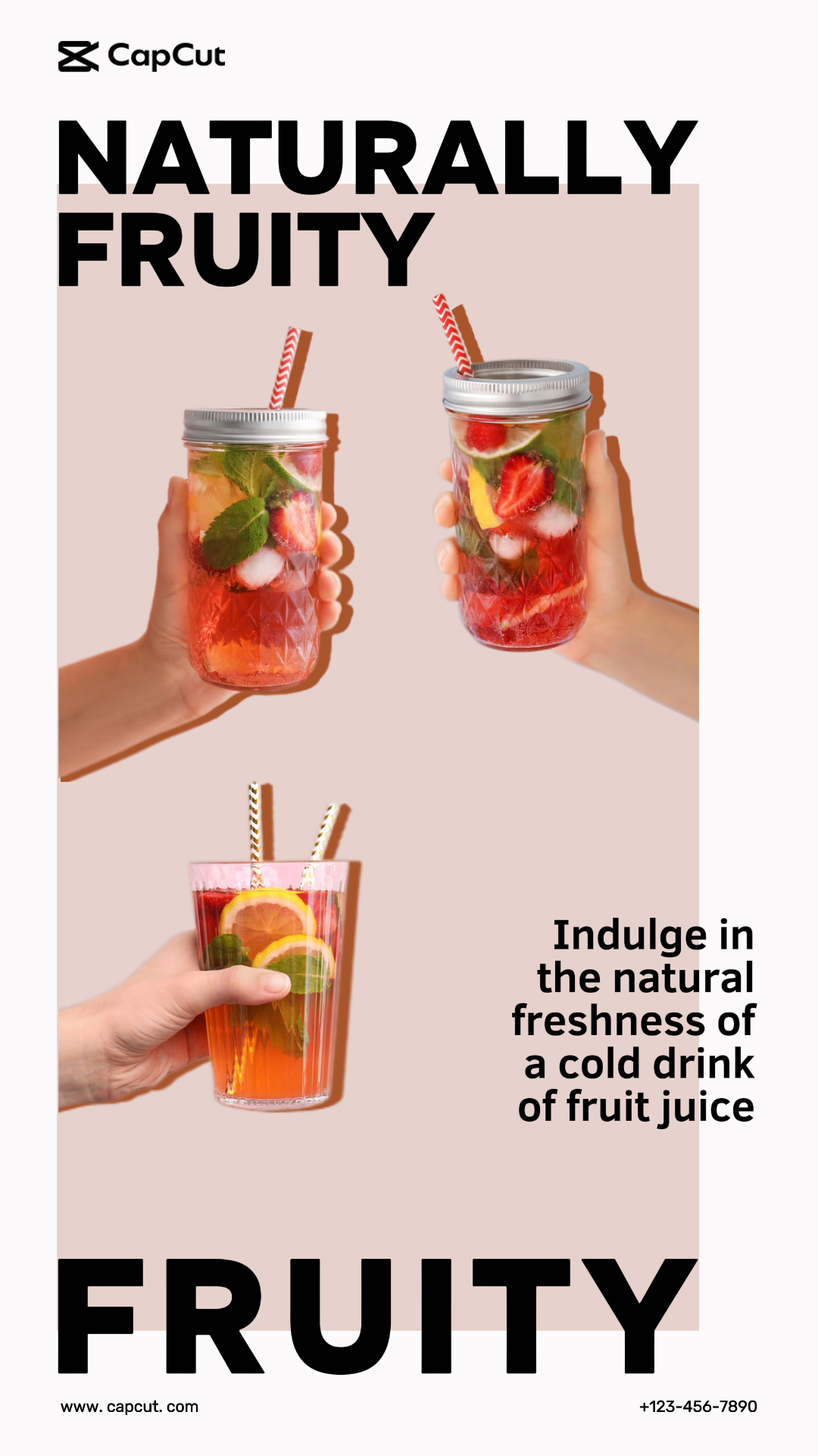 Publicité sur les aliments et les jus de fraises Minimaliste 