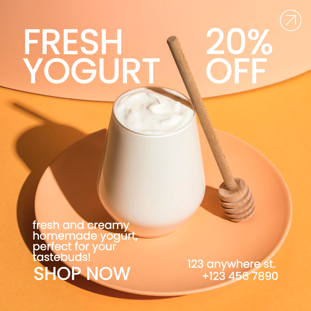 Food and Beverage Marketing Poster Instagram Post Yogurt Minimalist