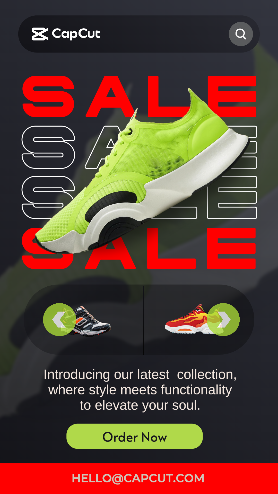 Shoes Showcase Instagram Story - Red Mobile App UI - Red Green