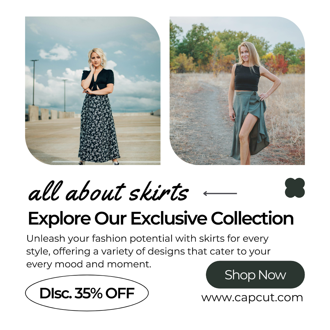 Clothing and Shoe Marketing Poster All About Skirts Instagram Post Simple Modern