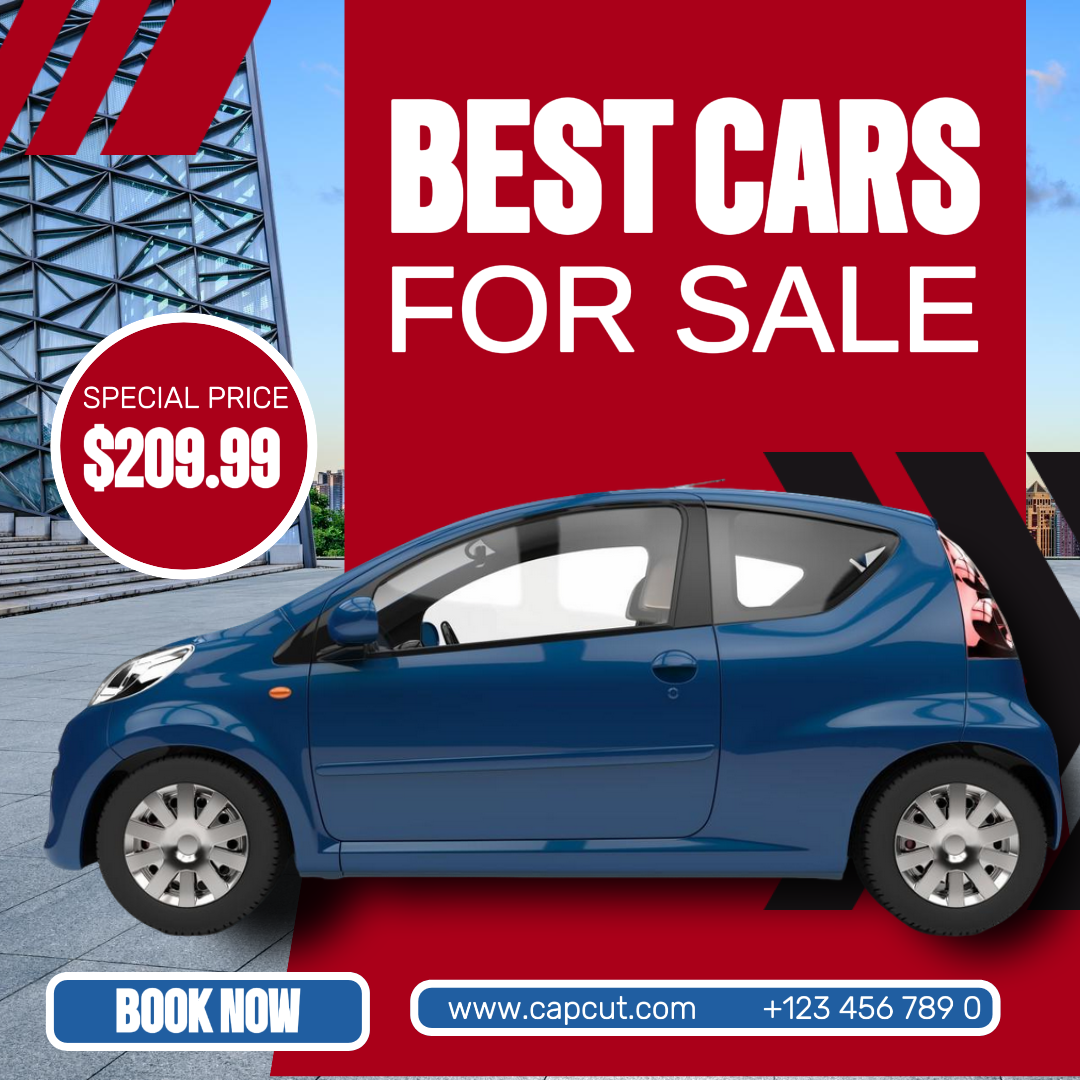 Cars, Car Selling Design with price, Modern blue, red and black, Instagram Post
