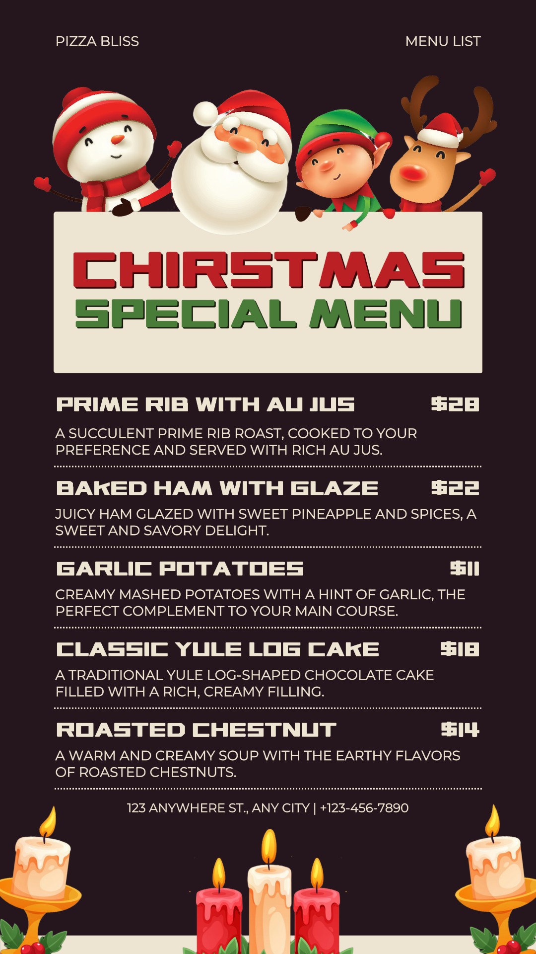 Menu Especial de Natal Promoção Instagram Story