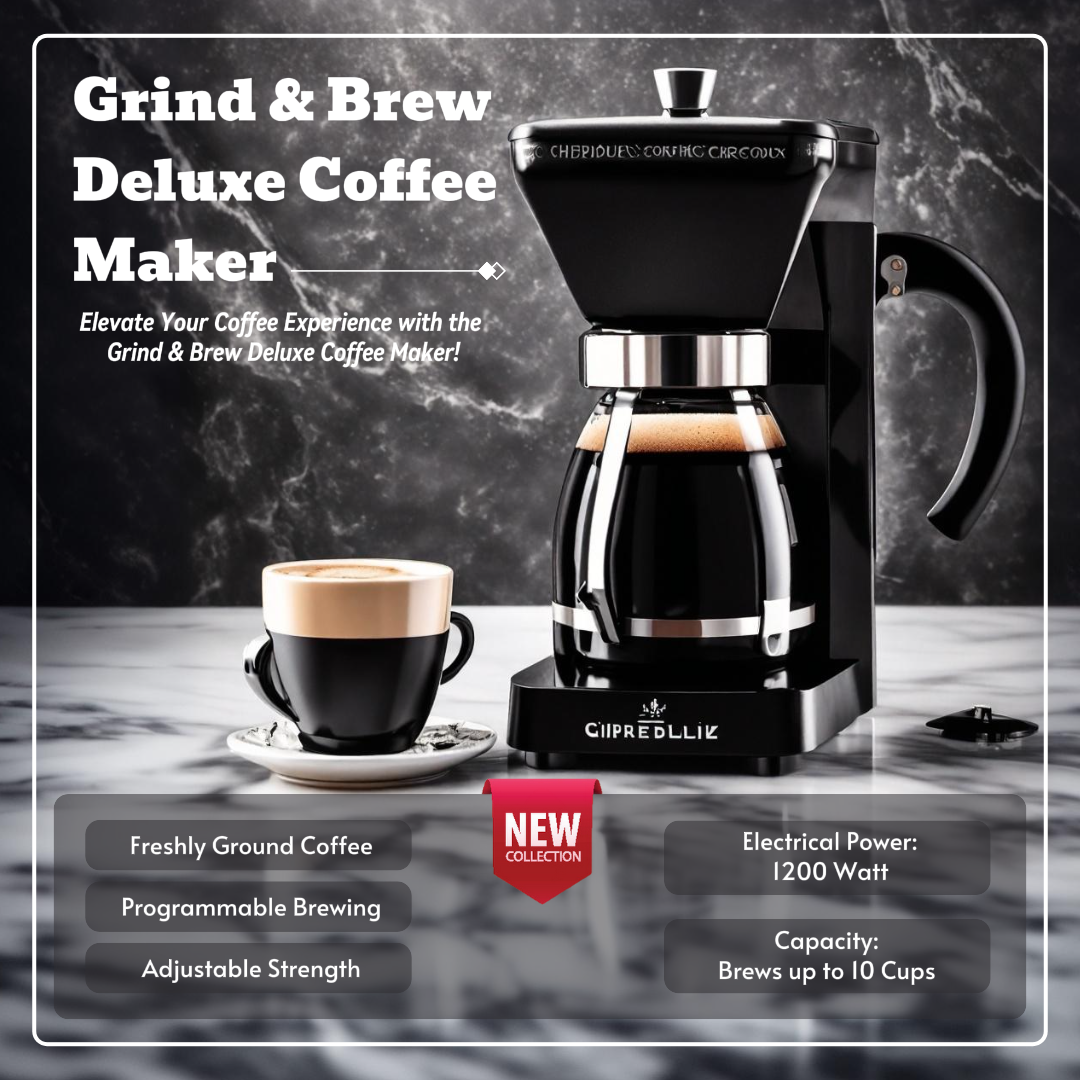 E-Commerce Household Grind & Brew Deluxe Coffee Maker Product Callout