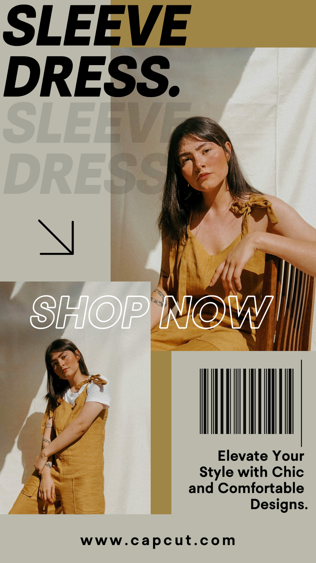 Ropa y zapatos - Cartel de marketing Vestido de manga de exhibición de producto historias de instagram