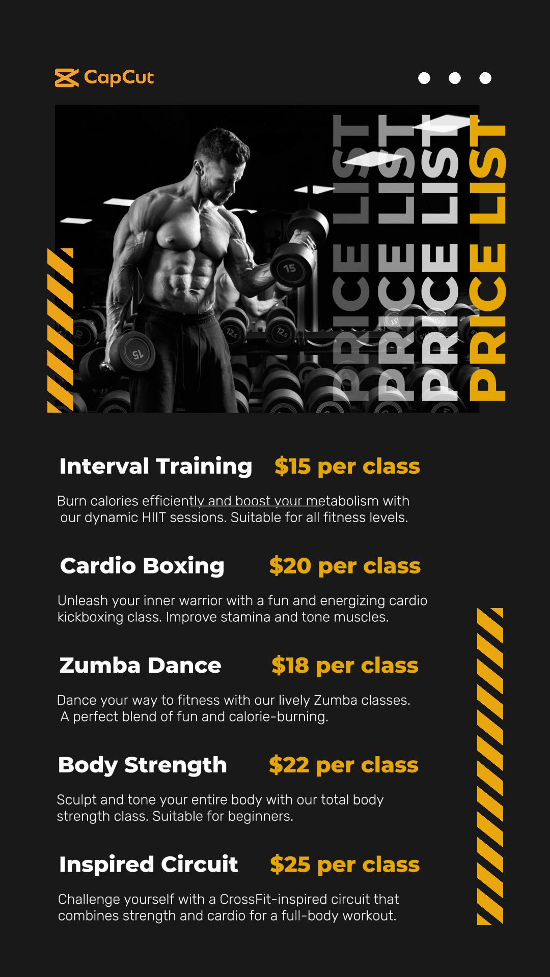 Fitness Gym Pricelist Instagram Story Modern 