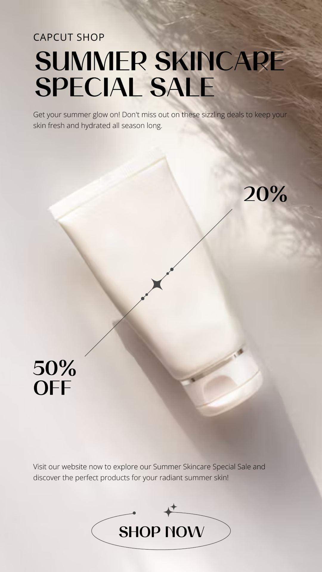 Pôster de marketing de beleza Venda de histórias no Instagram 20% -50% DE DESCONTO