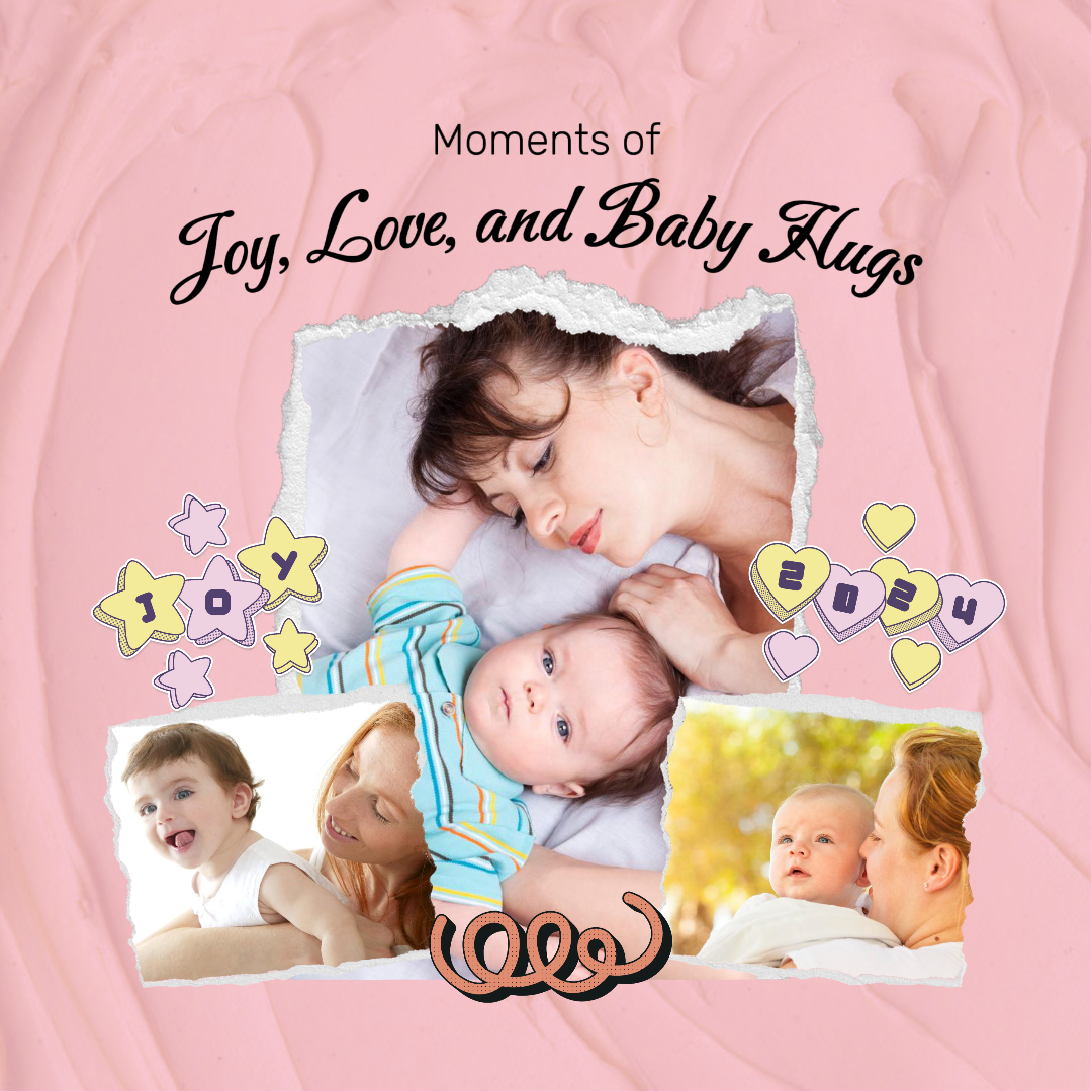 Poster Kreatif Perawatan Ibu dan Bayi Momen Sukacita, Cinta, dan Pelukan Bayi