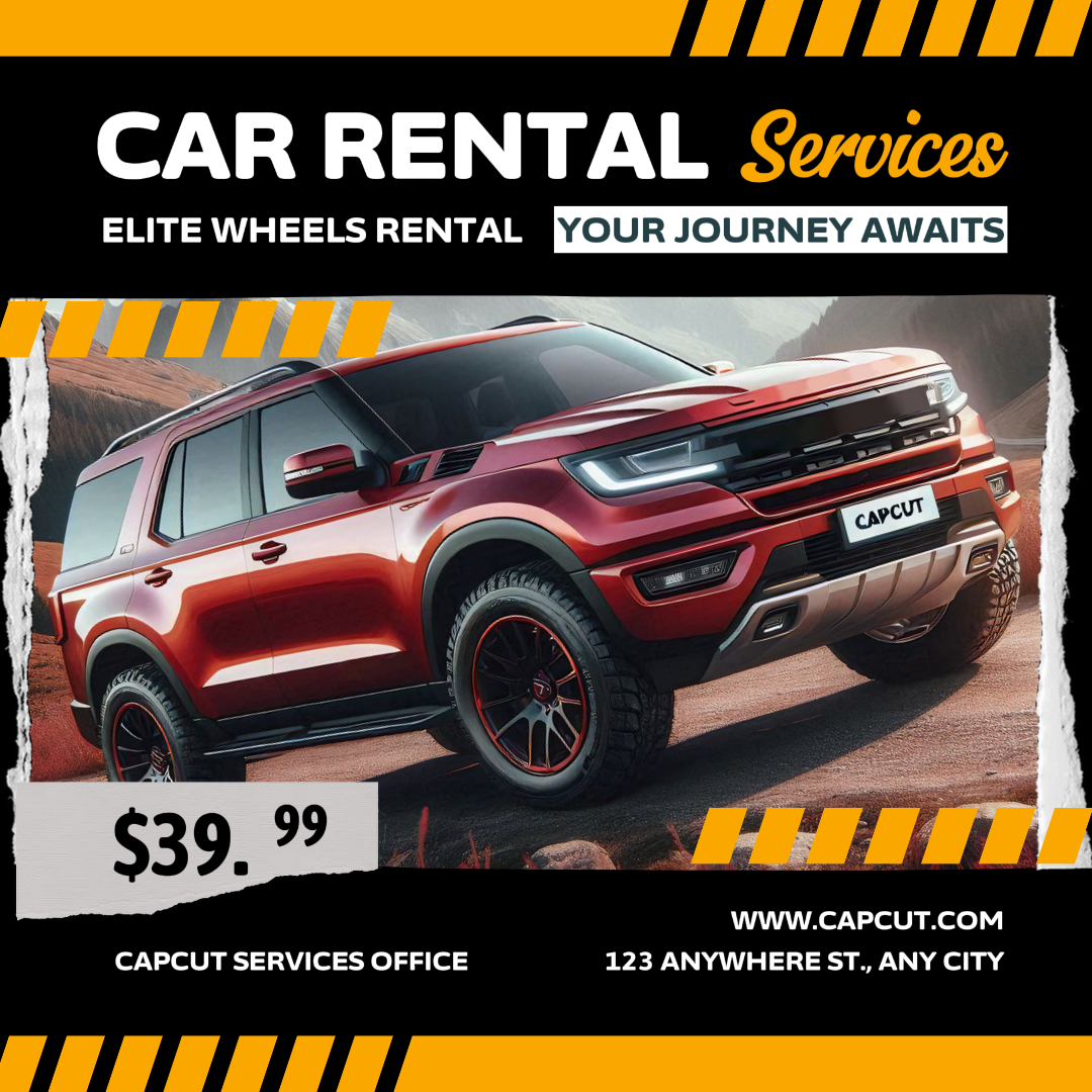 Cartaz de Marketing de Carros Promoção de Aluguel de Carros IG Post Preto