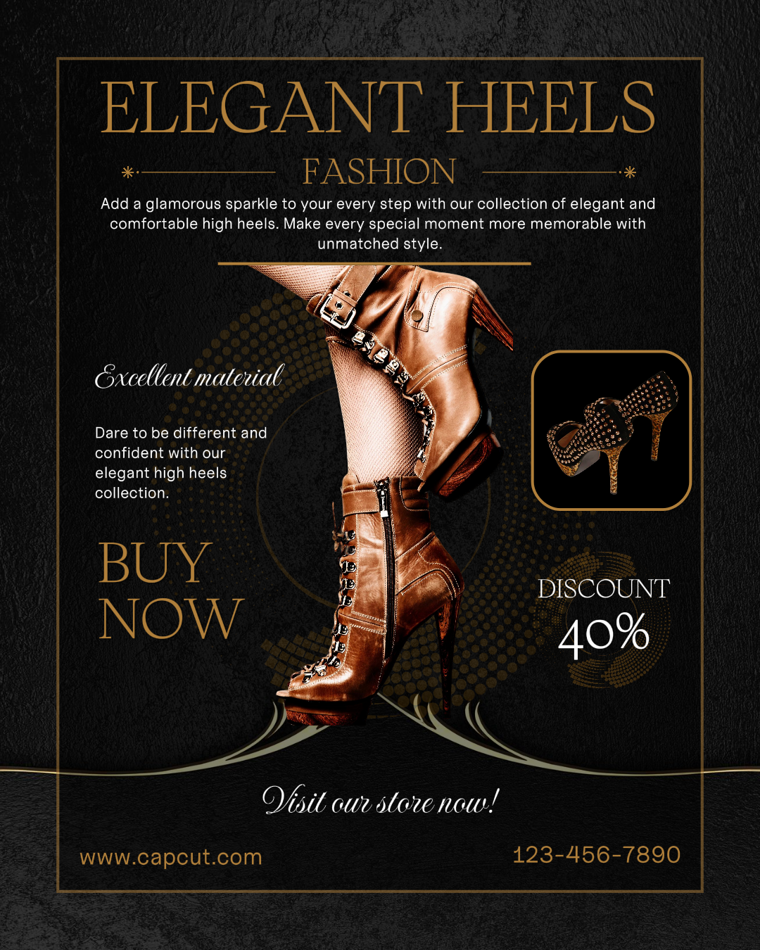 Talons hauts Promotion Instagram Portrait Élégant or