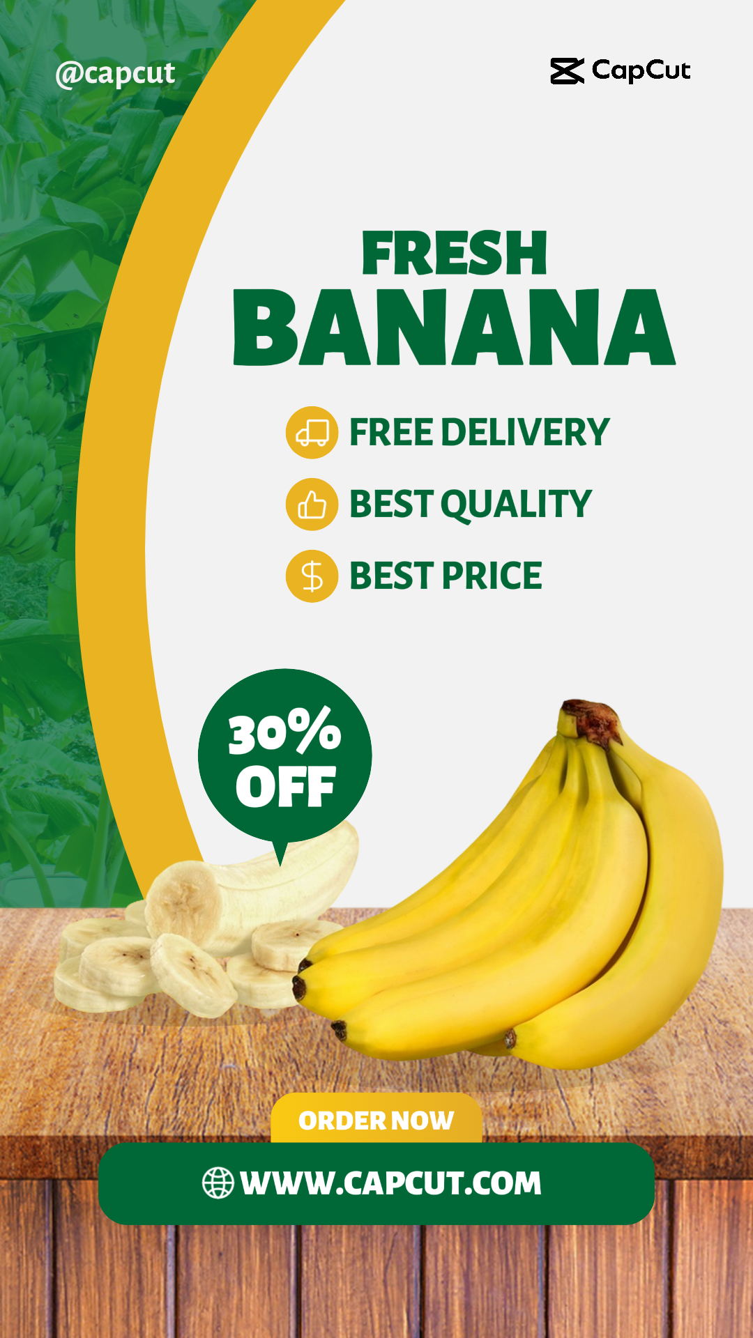 Foods & Beverage Marketing Poster Instagram Story Gray Yellow Green Banana