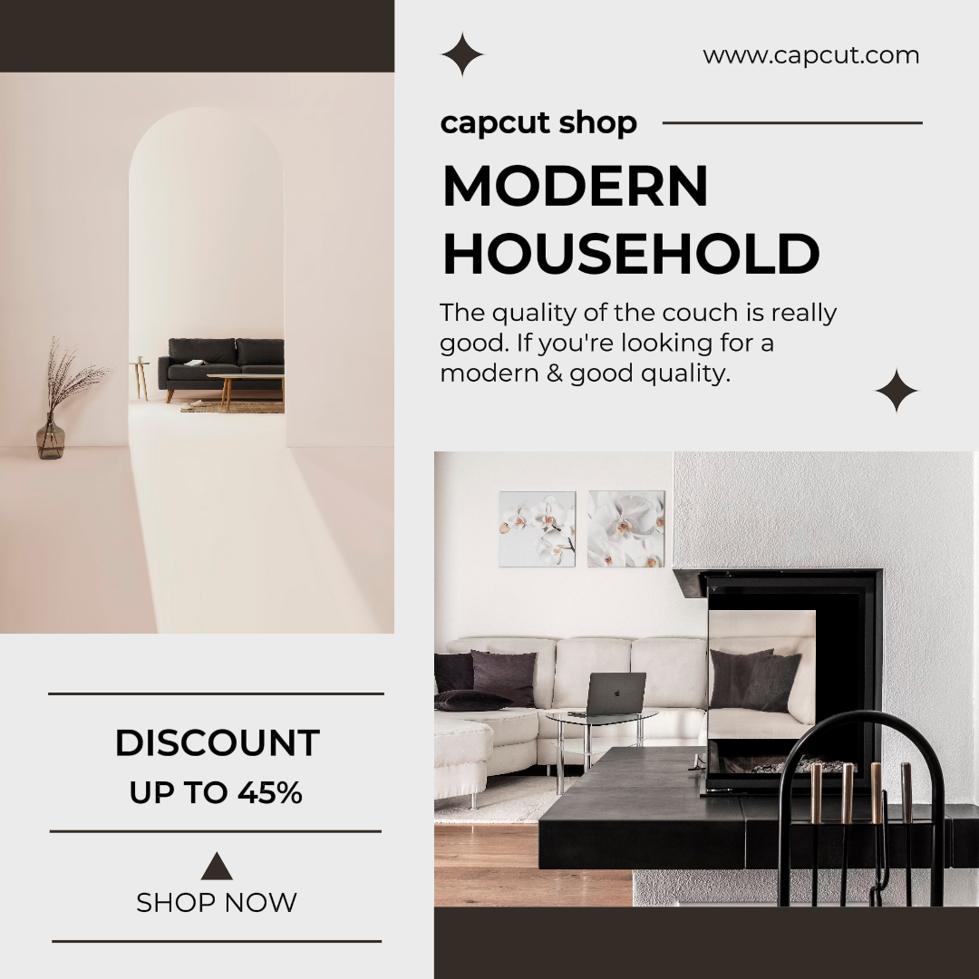 마케팅 가정 새로운 할인 인스타그램 포스트 소파 블랙 앤 화이트