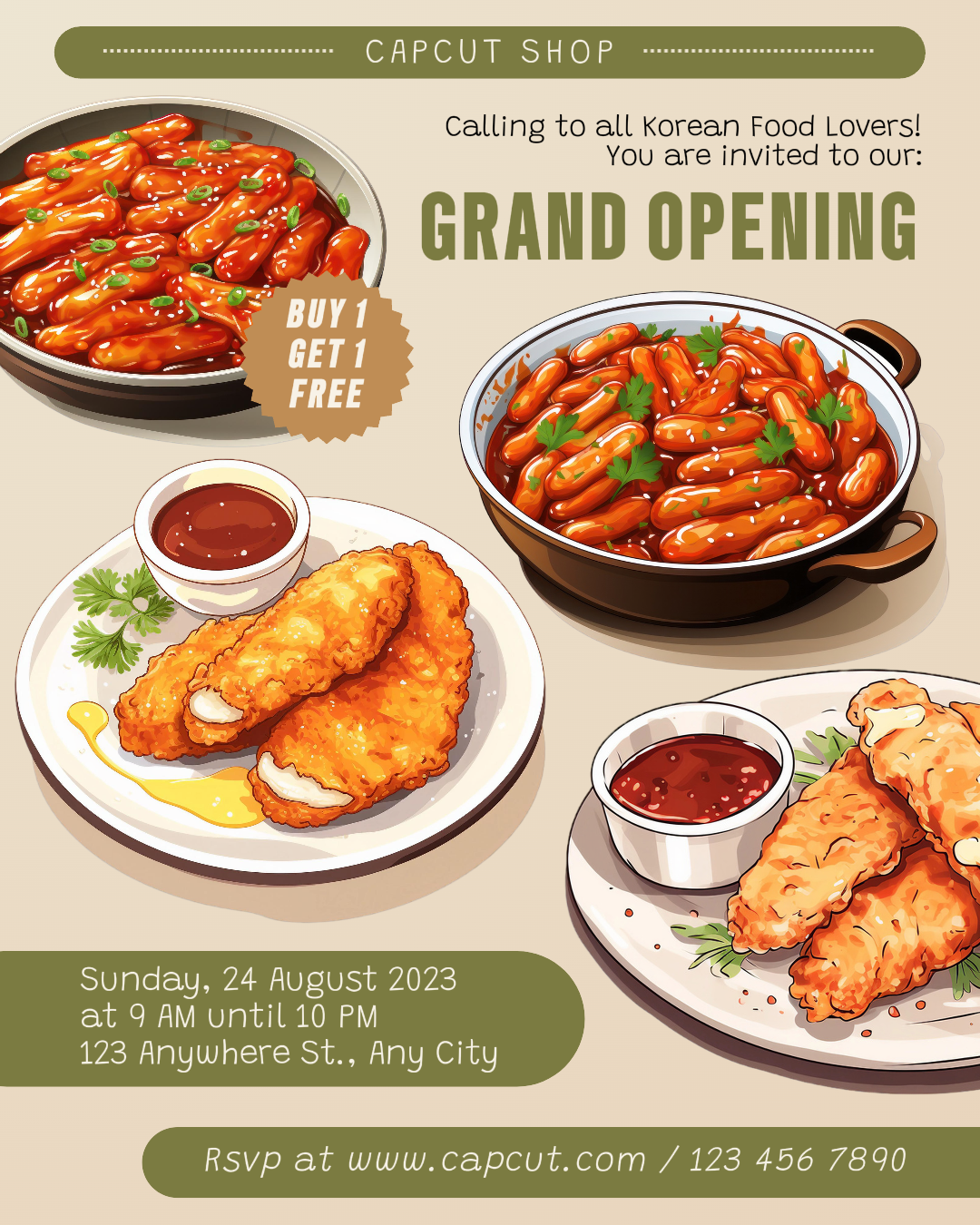 Comida Resto Coreano Grande Inauguração Instagram Retrato