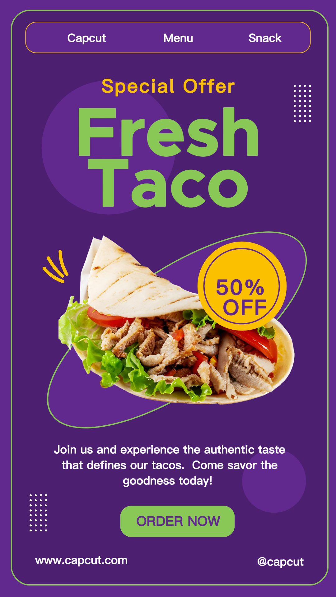 Oferta especial de lanche Post moderno do Tiktok