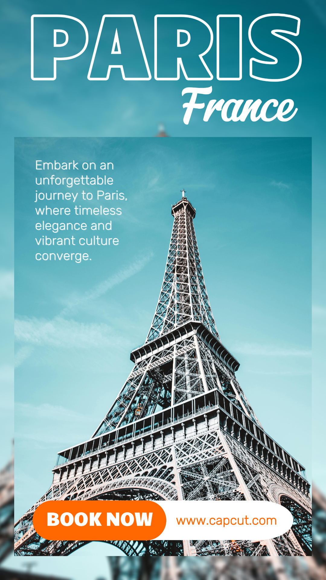 Póster Creativo de Viaje Historia de Instagram París Blanco y Amarillo