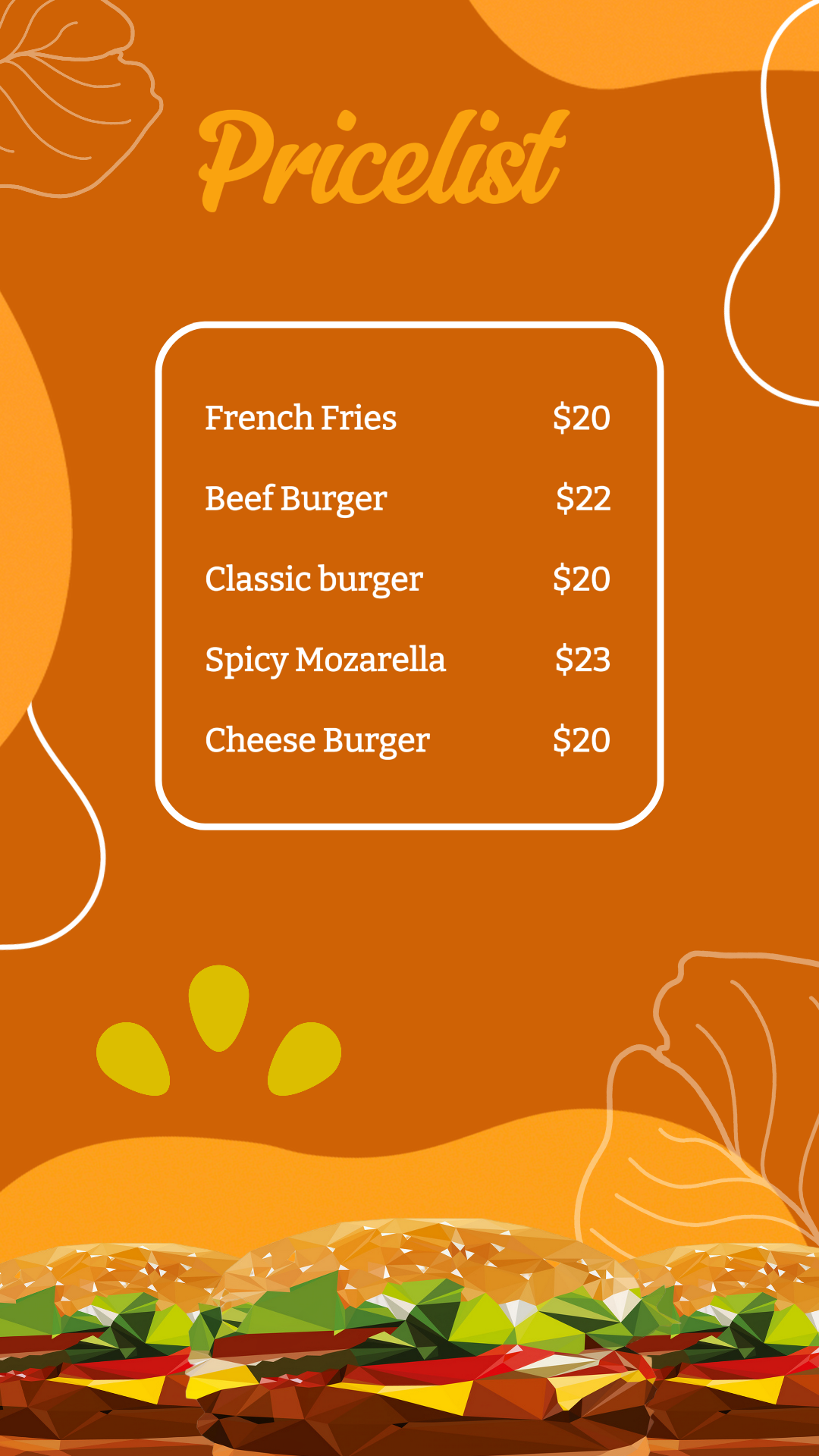 Lista de preços de alimentos Instagram Stoy