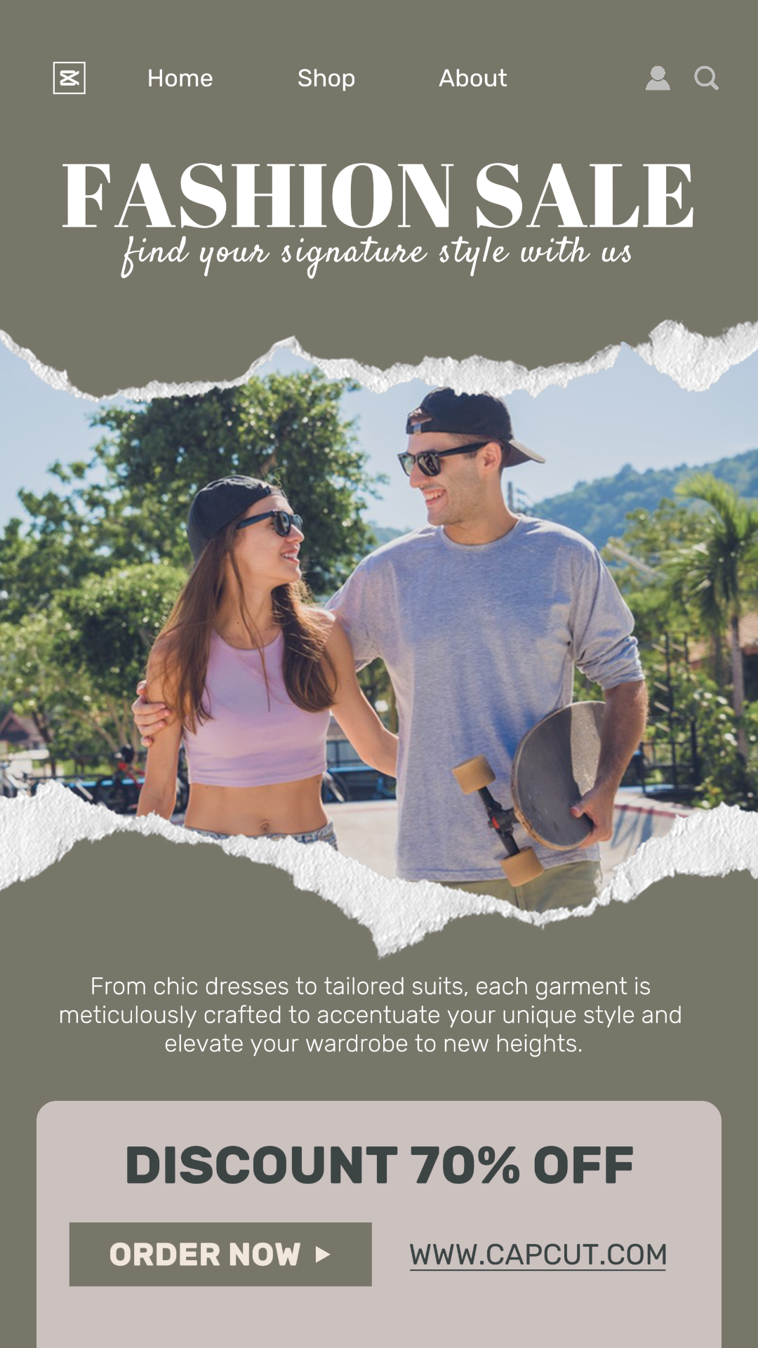 Clothing and shoes marketing poster instagram brown