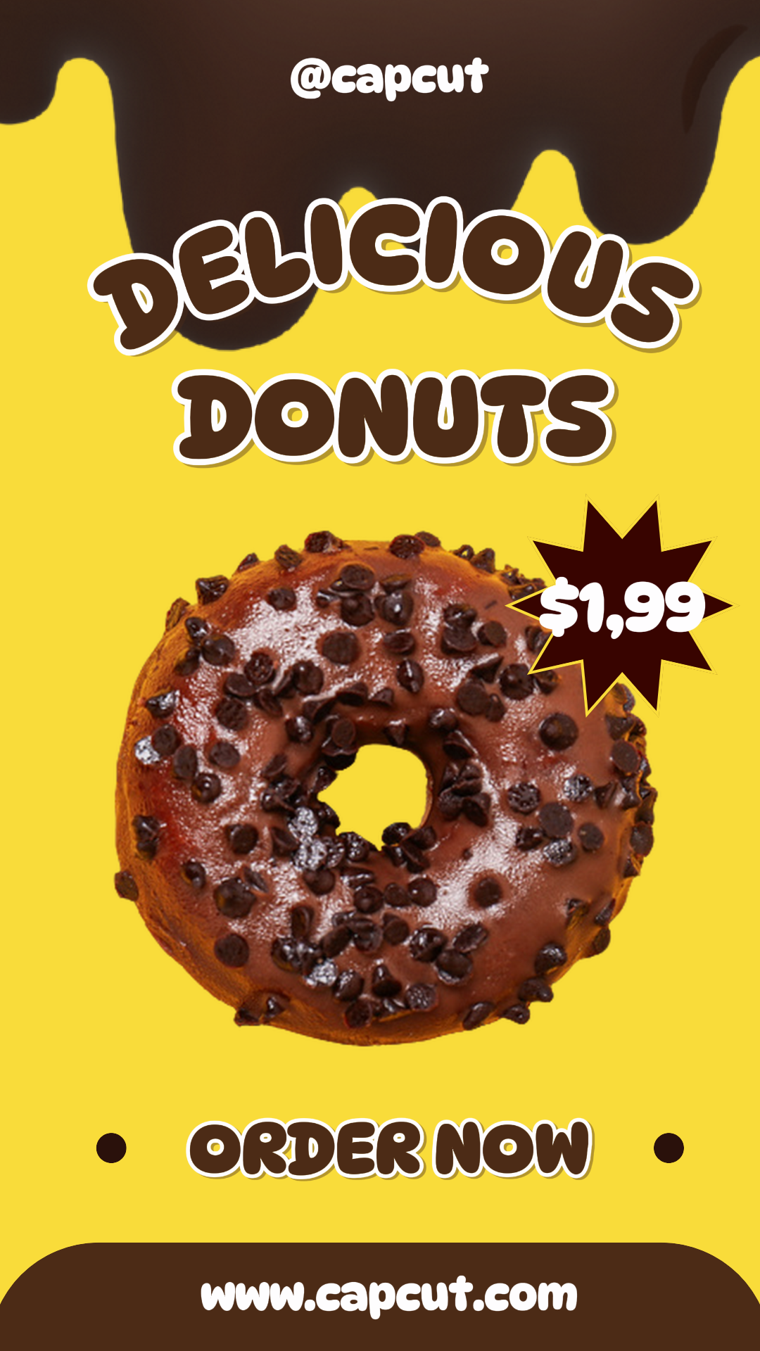 Foods & Beverage Product Display Donuts Promotion Instagram Story Brown Yellow