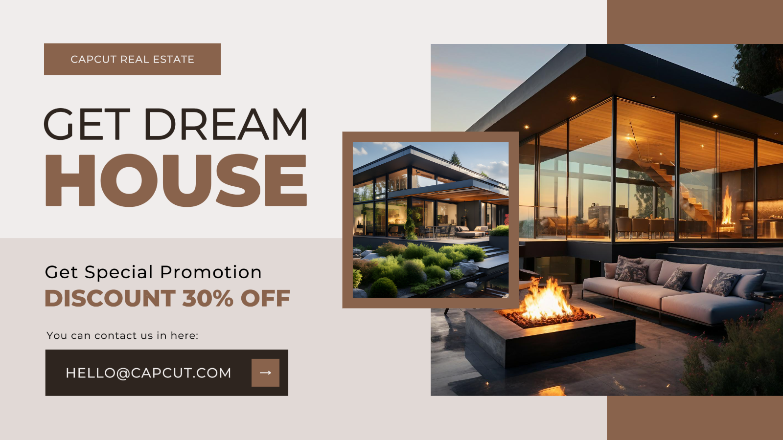 Promotion immobilière Twitter Post Brown Modern