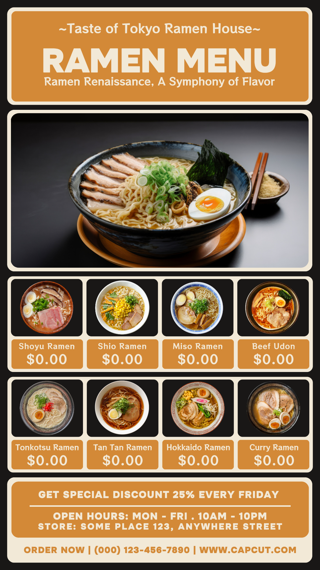 Menú de ramen historia de instagram