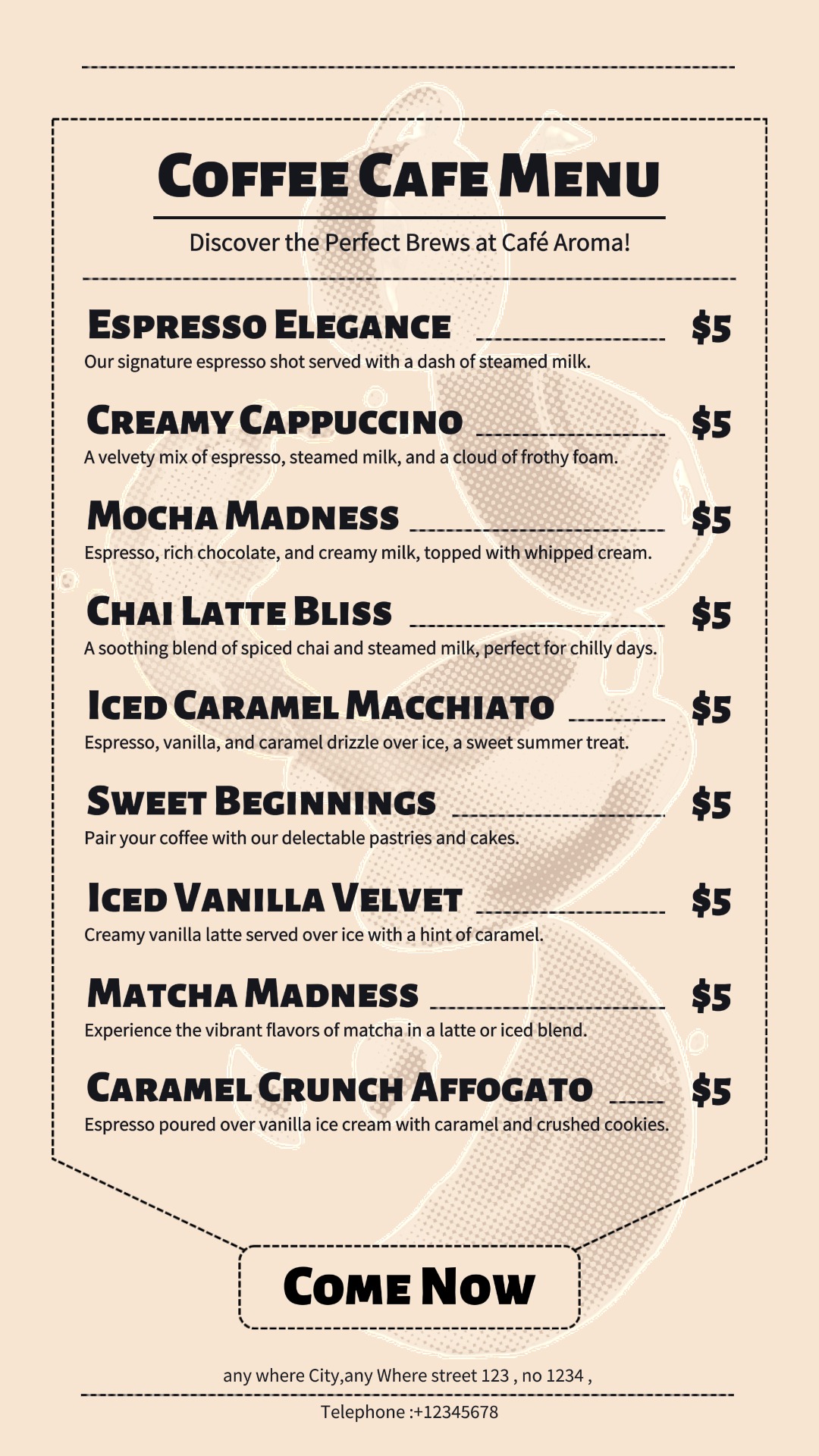 Cerita Instagram Menu Kopi Makanan Sederhana