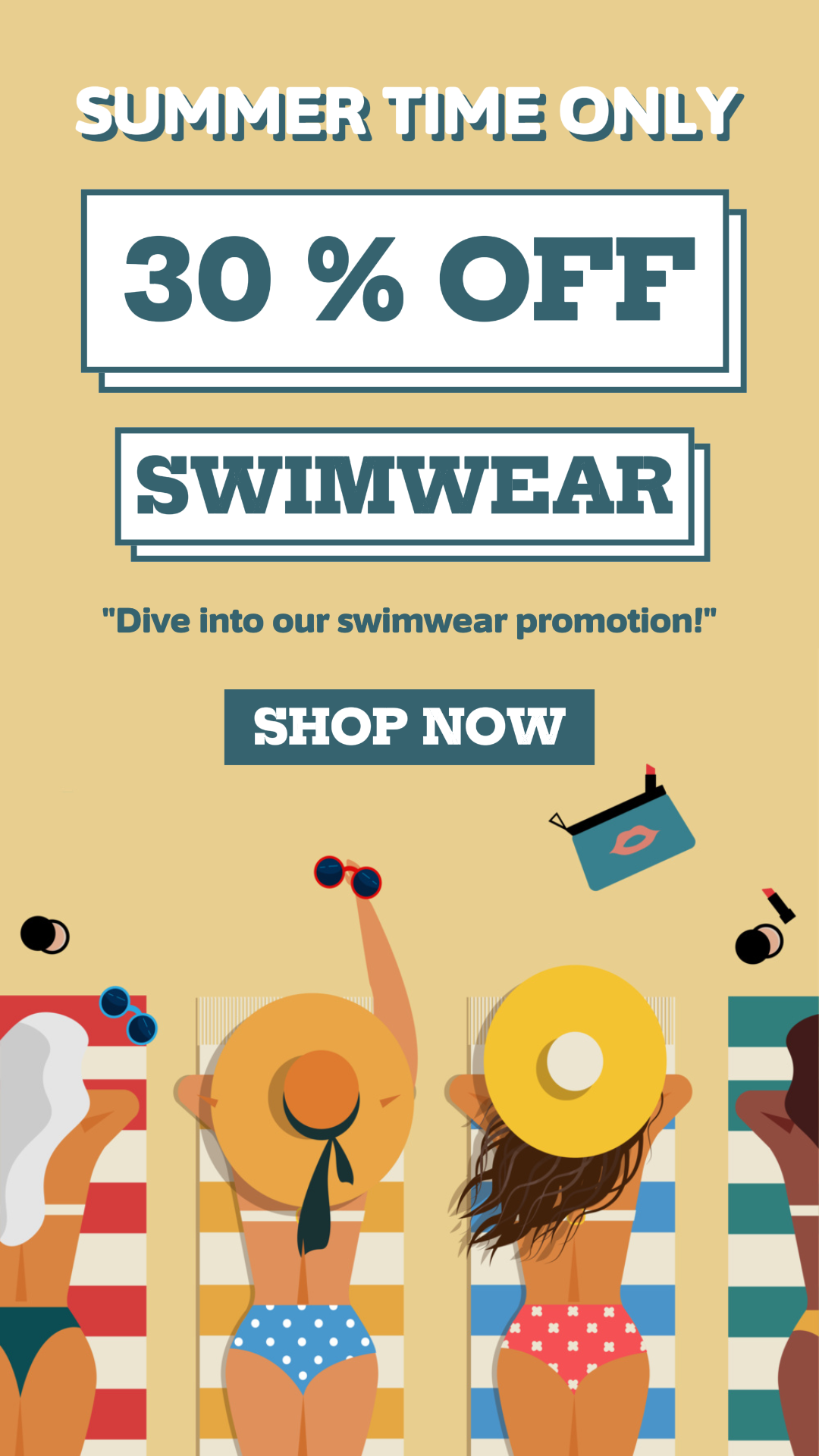 Summer sale marketing poster swim tiktok swimwear discount