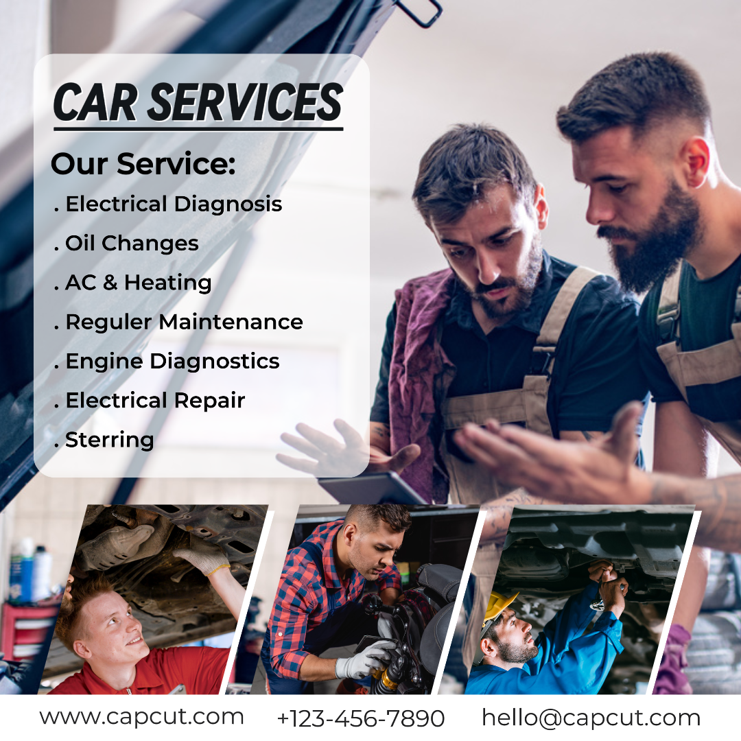 Cars Services Repair Marketing Poster Instagram Post Minimalis Style
